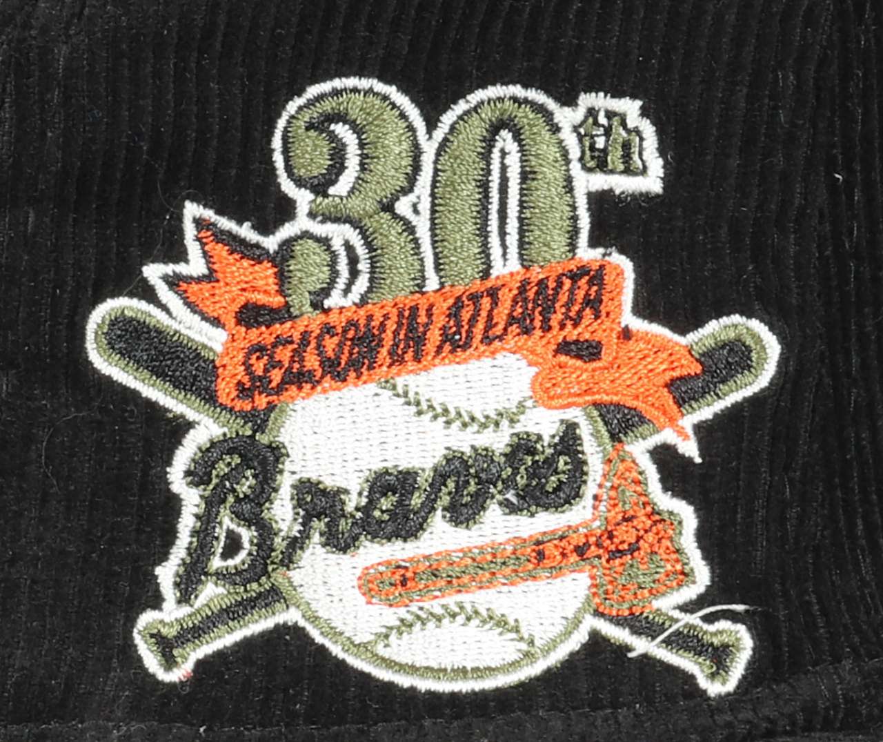 Atlanta Braves MLB 30th Season in Atlanta Sidepatch Black Olive Cord 59Fifty Basecap New Era