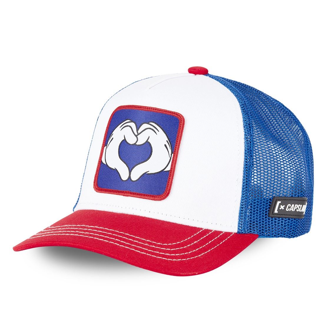 Mickey Mouse Disney Hands Heart White Red Blue Trucker Cap Capslab