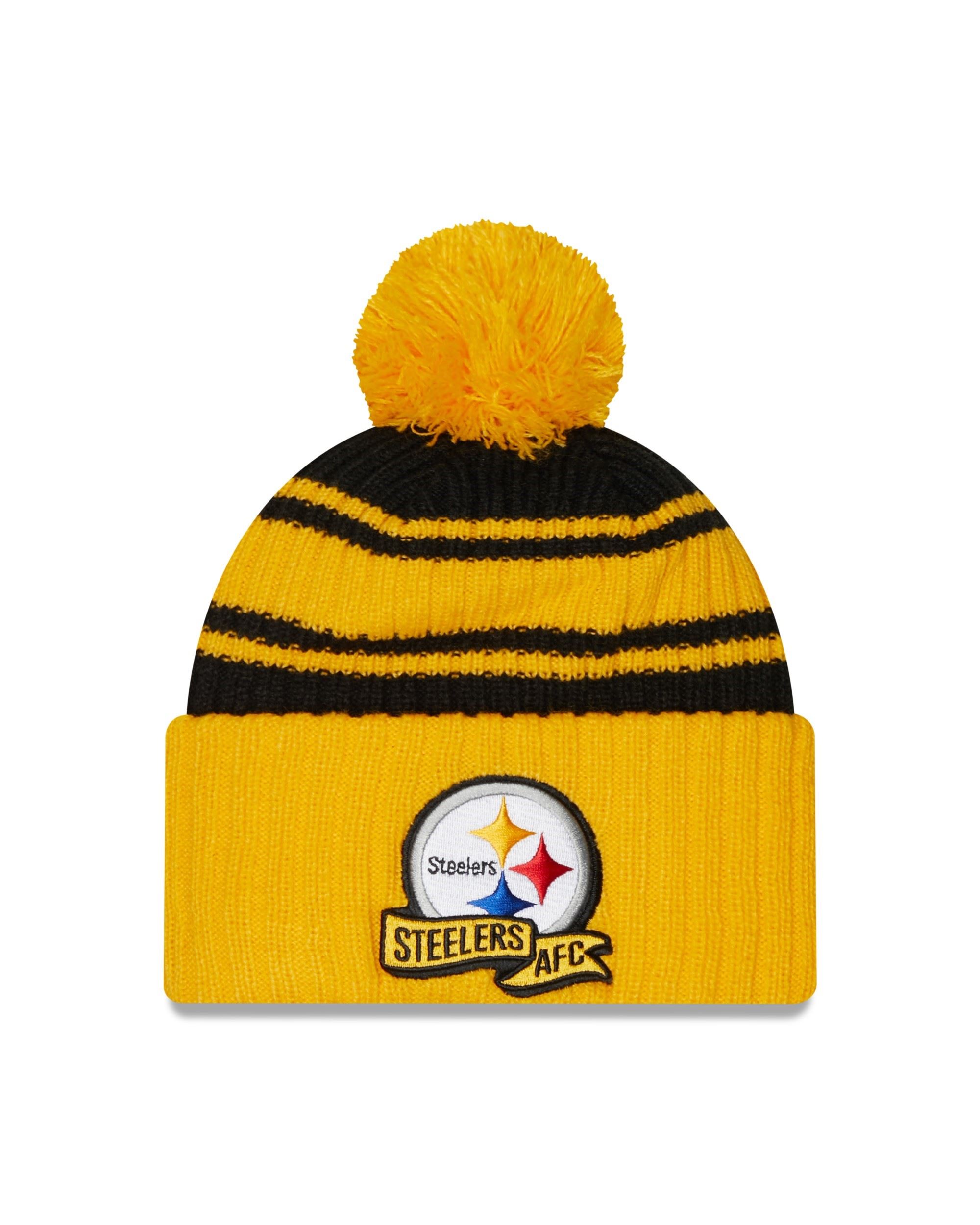 Pittsburgh Steelers NFL 2022 Sideline Sport Knit Yellow Black Kids Beanie New Era