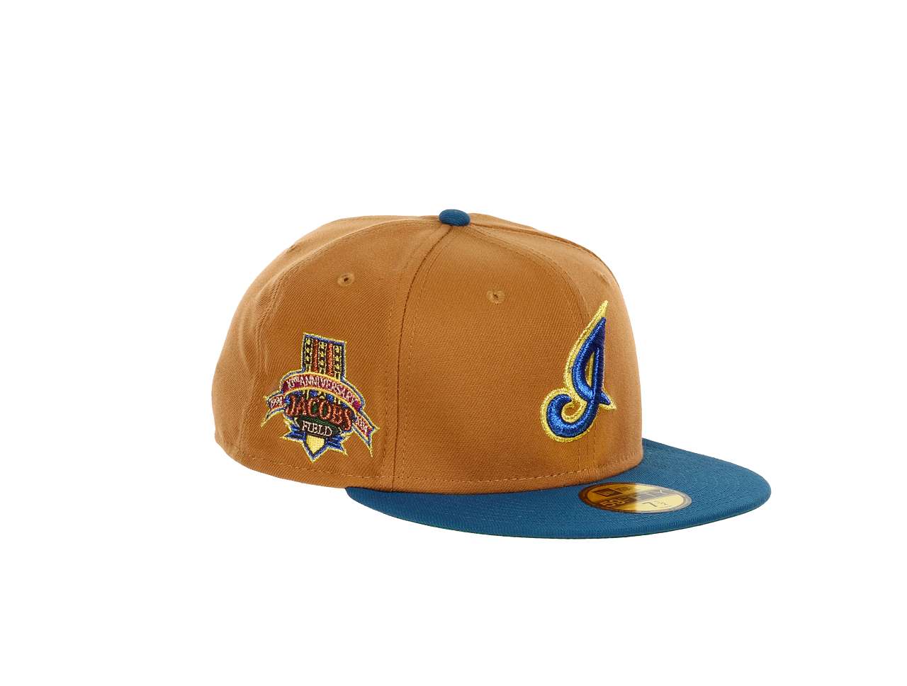 Cleveland Indians MLB Jacobs Field 10th Anniversary Sidepatch Brown Gold Blue 59Fifty Basecap New Era