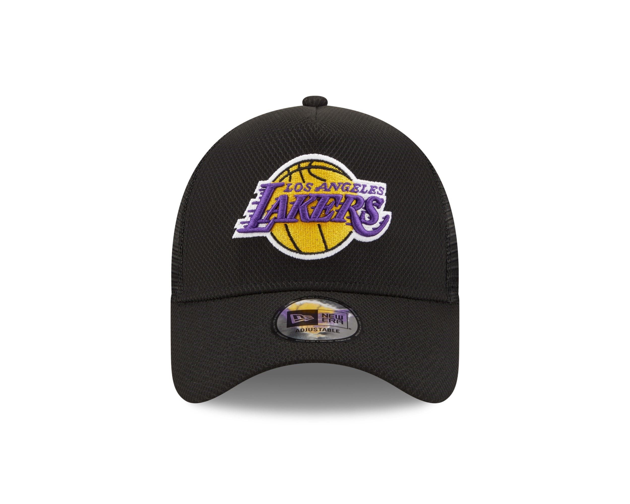Los Angeles Lakers Black NBA Black Base A-Frame Adjustable Trucker Cap New Era