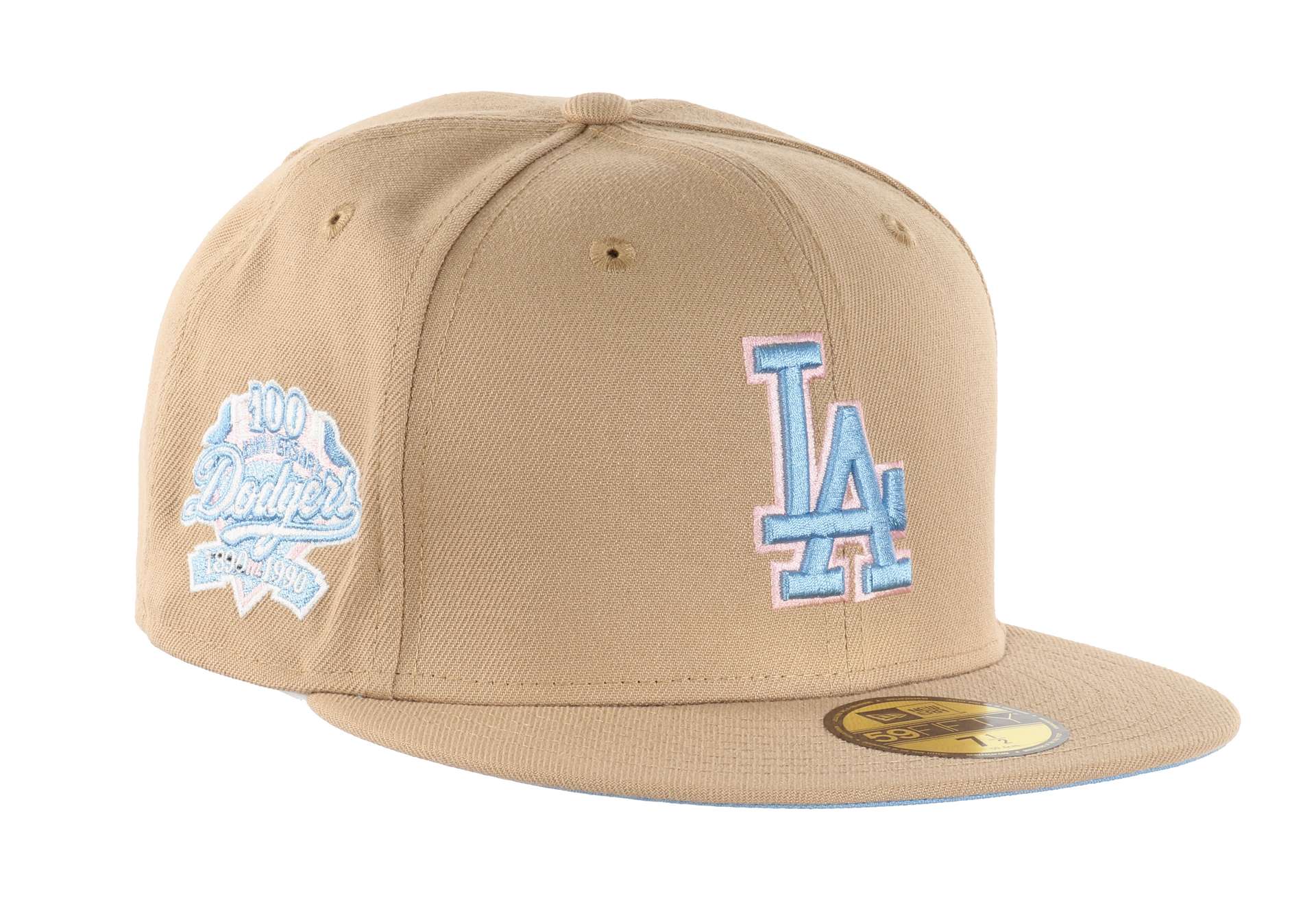 Los Angeles Dodgers MLB Cooperstown 100th Anniversary Sidepatch Camel Sky Blue 59Fifty Basecap New Era