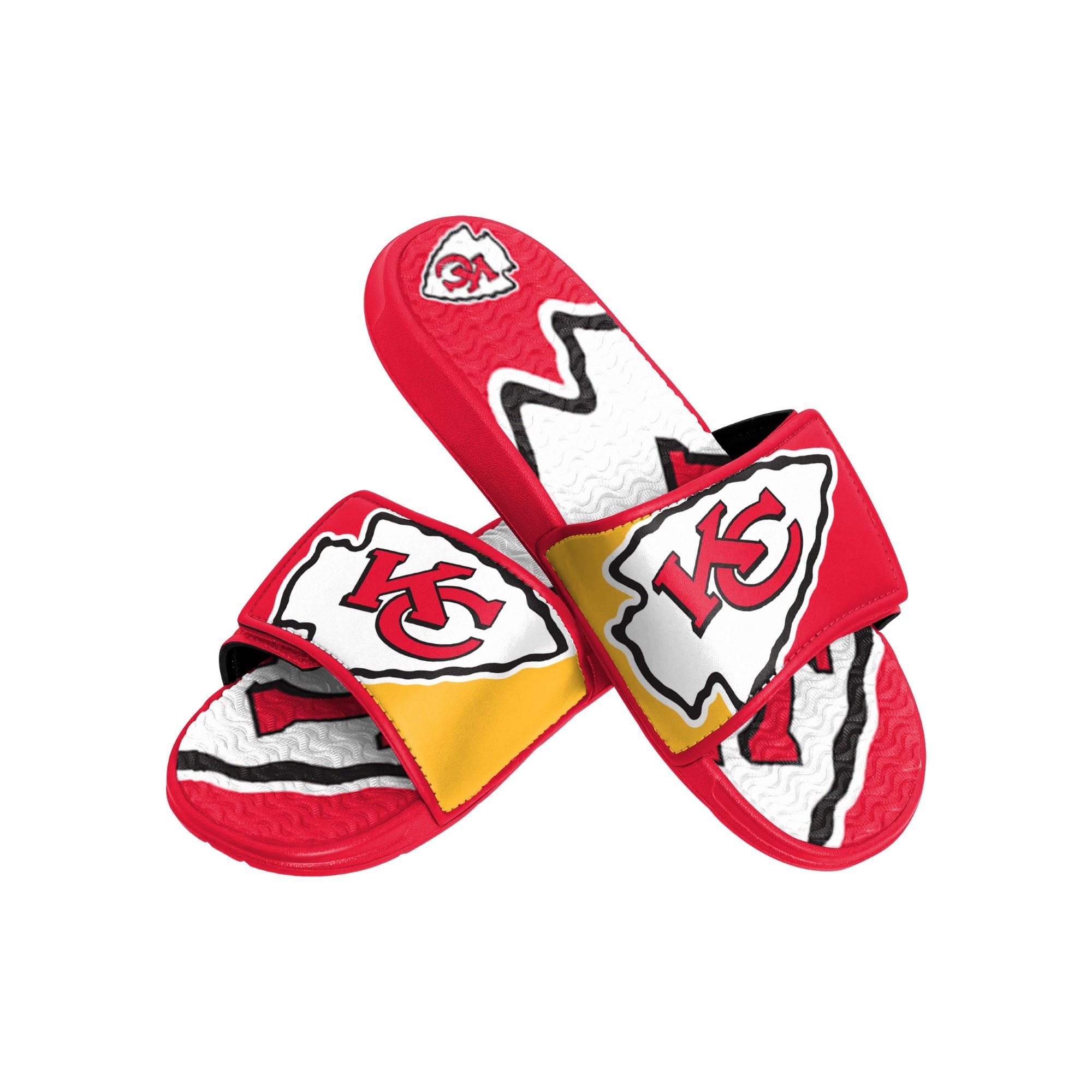 Kansas City Chiefs NFL Colorblock Big Logo Gel Slide Red Yellow Badelatschen Hausschuhe Foco 