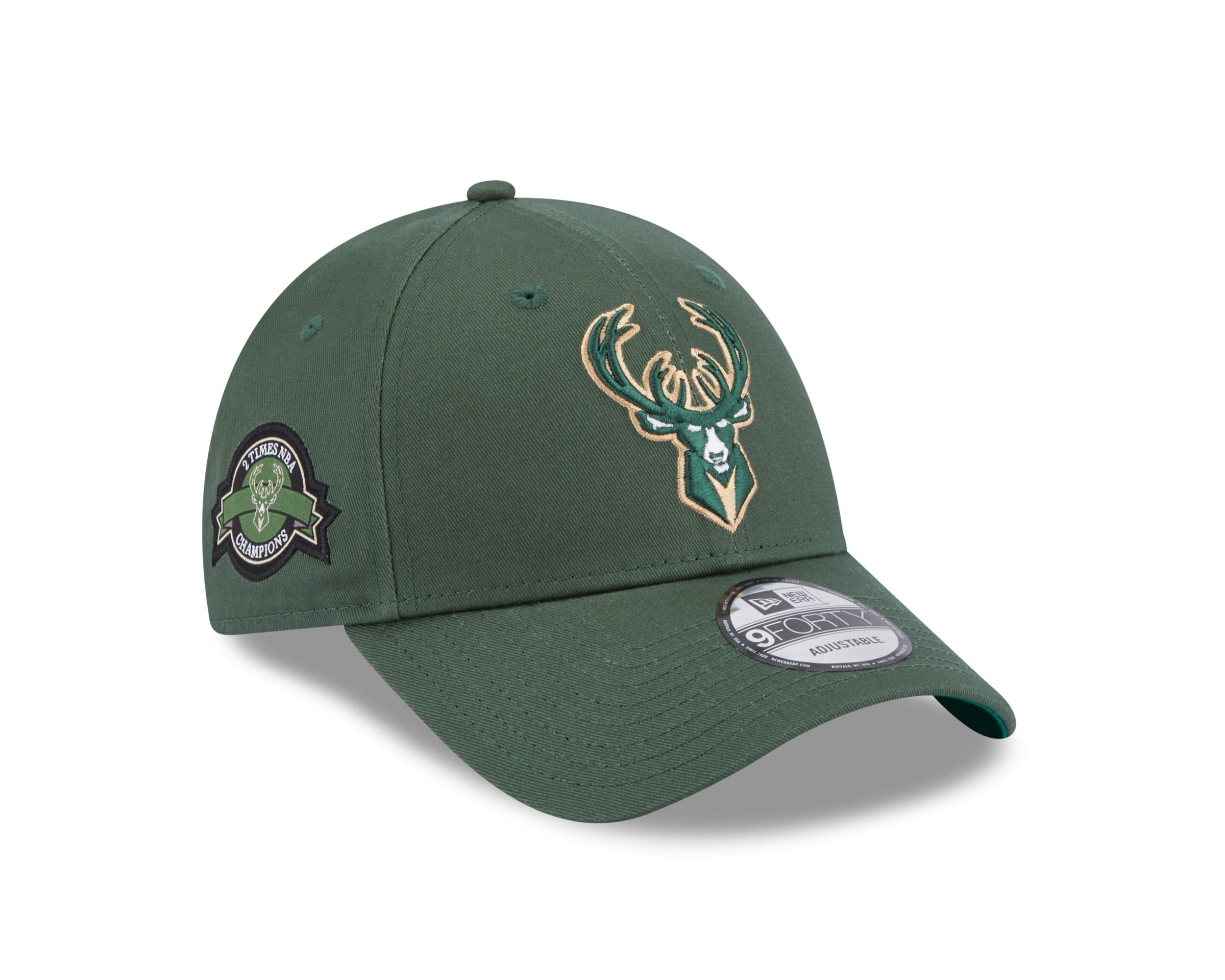 Milwaukee Bucks NBA Team Side Patch Green 9Forty Adjustable Cap New Era
