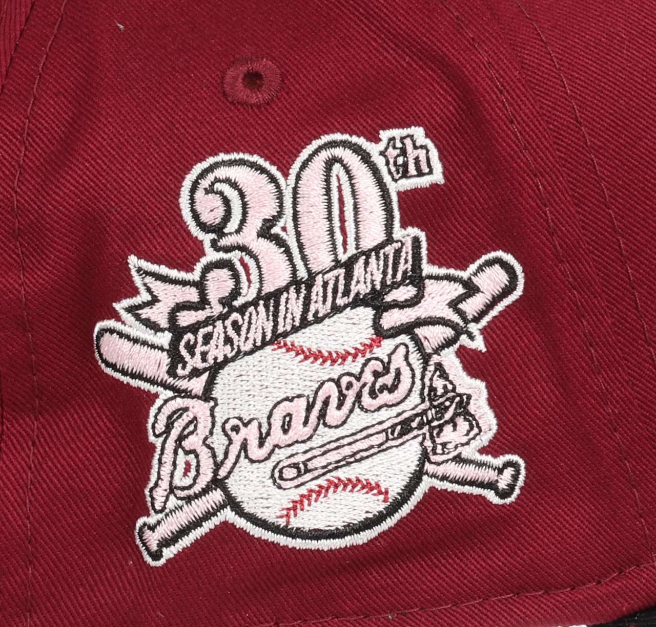 Atlanta Braves MLB 30th Anniversary Sidepatch Cardinal Red Black 9Forty A-Frame Snapback Cap New Era