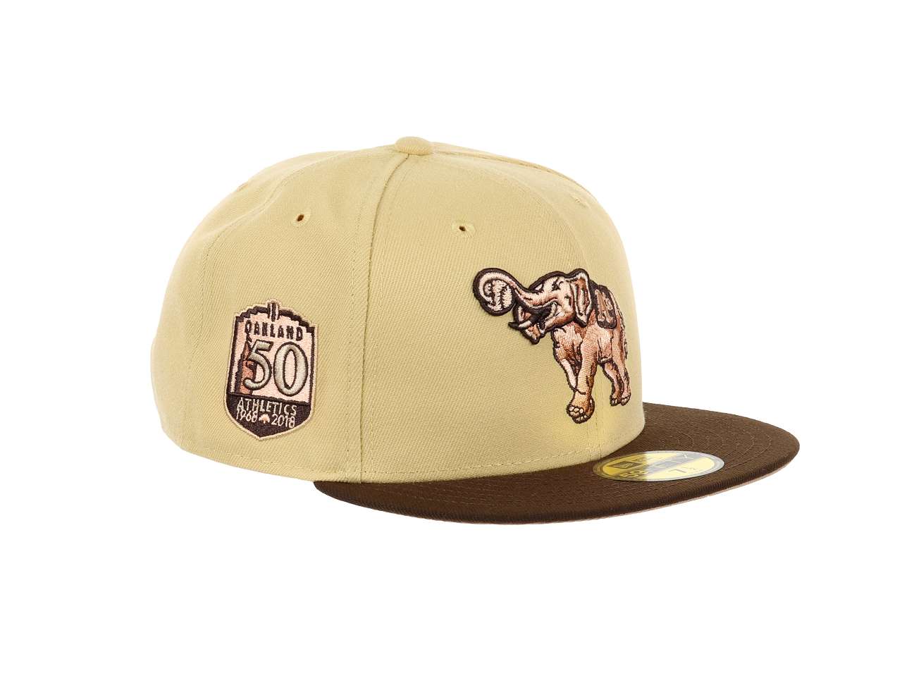 Oakland Athletics MLB 50th Anniversary Sidepatch Elephant Vegas Gold Walnut 59Fifty Basecap New Era