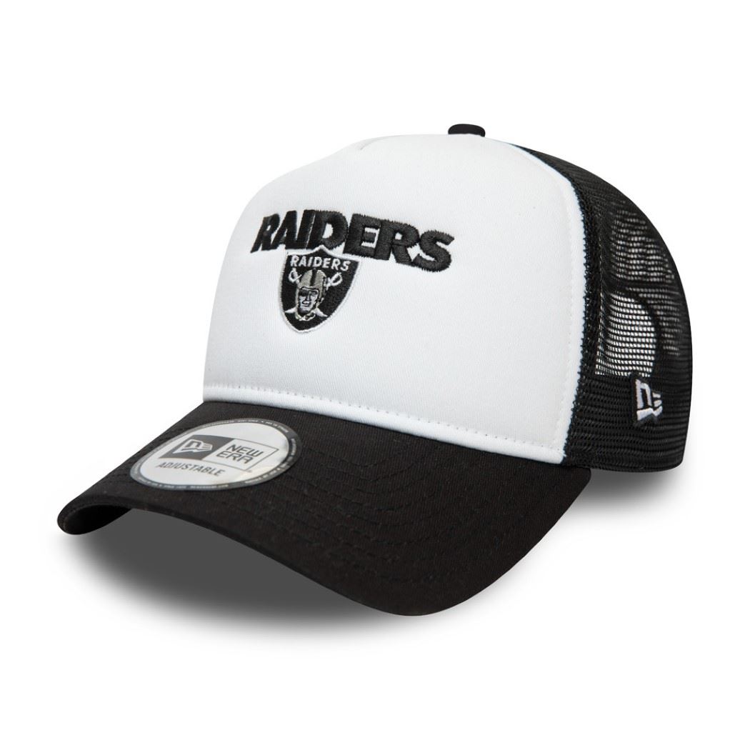 Las Vegas Raiders White / Black Team Arch A-Frame Adjustable Trucker Cap New Era
