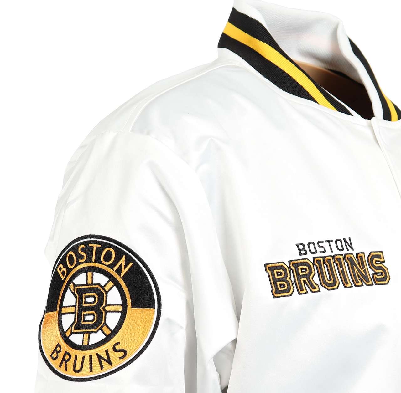 Boston Bruins White NHL Hometown Lightweight Satin Jacket Mitchell & Ness