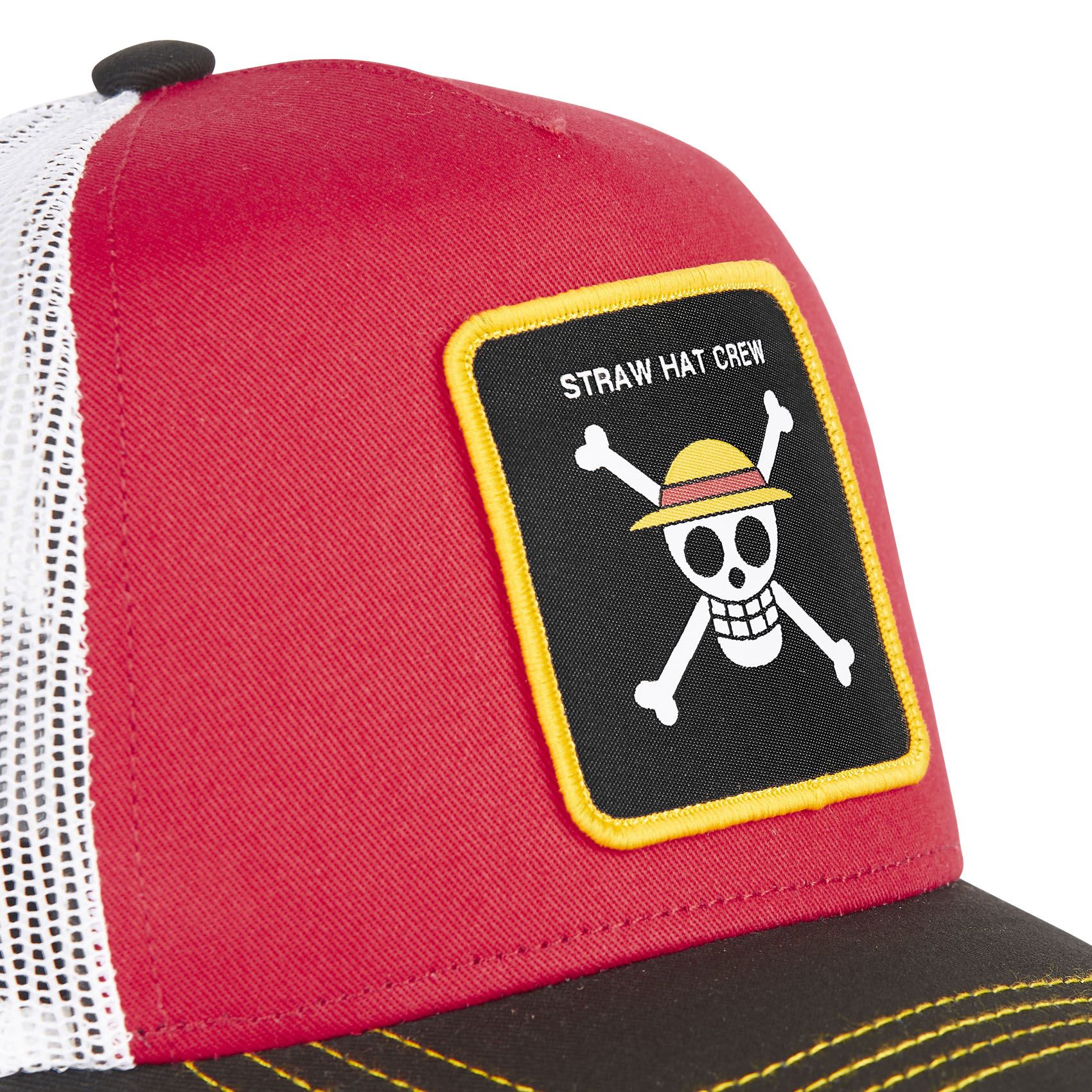 Straw Hat Crew One Piece Red Black White Trucker Cap Capslab