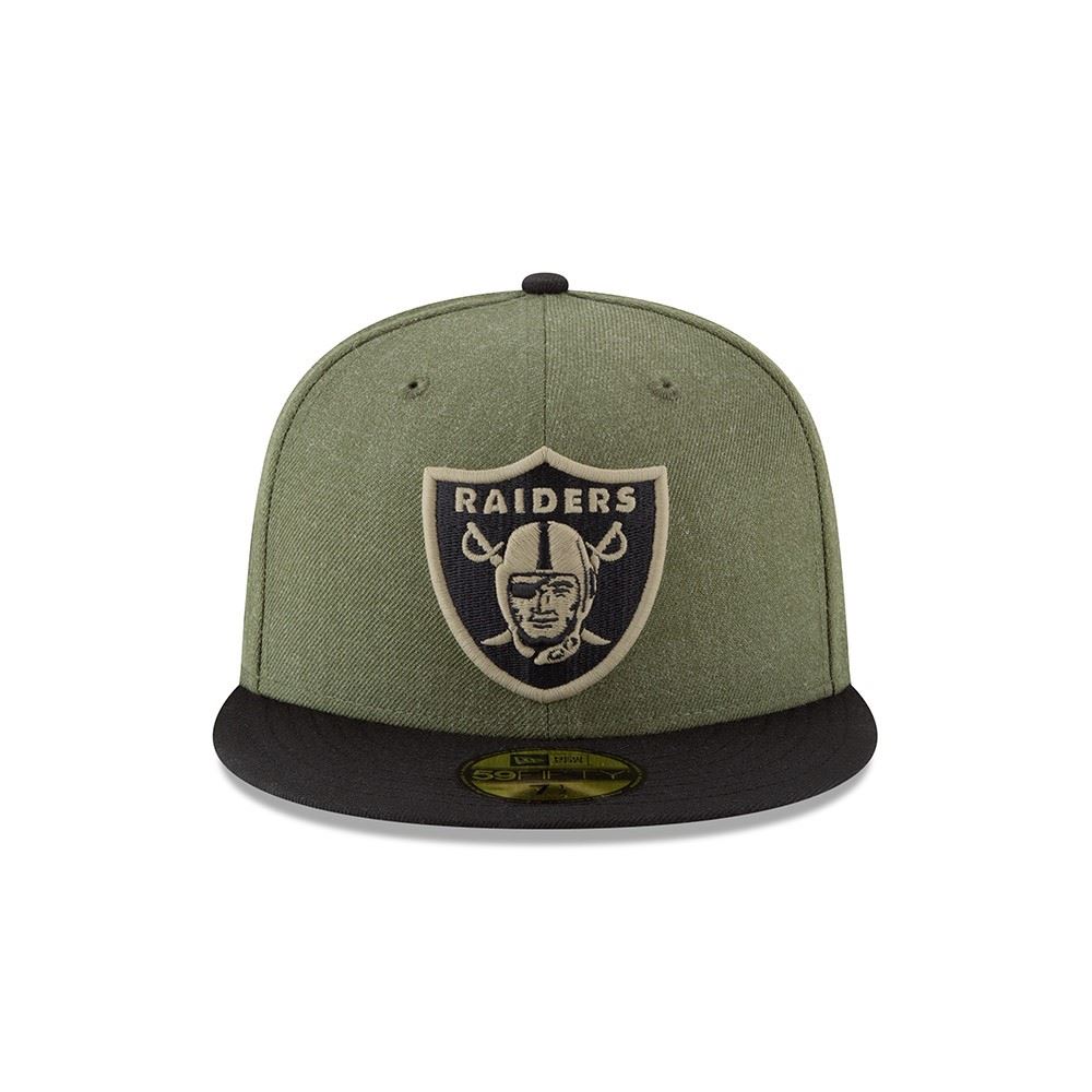 Oakland Raiders On Field 2018 Salute to Service 59Fifty Cap New Era