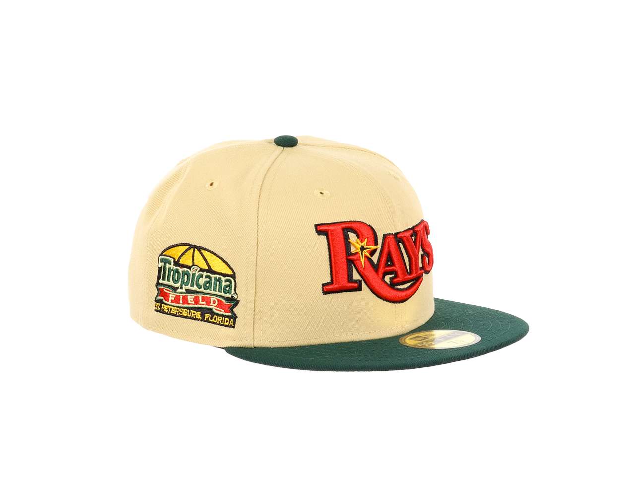 Tampa Bay Rays MLB Tropicana Field Sidepatch Vegas Gold Darkgreen 59Fifty Basecap New Era