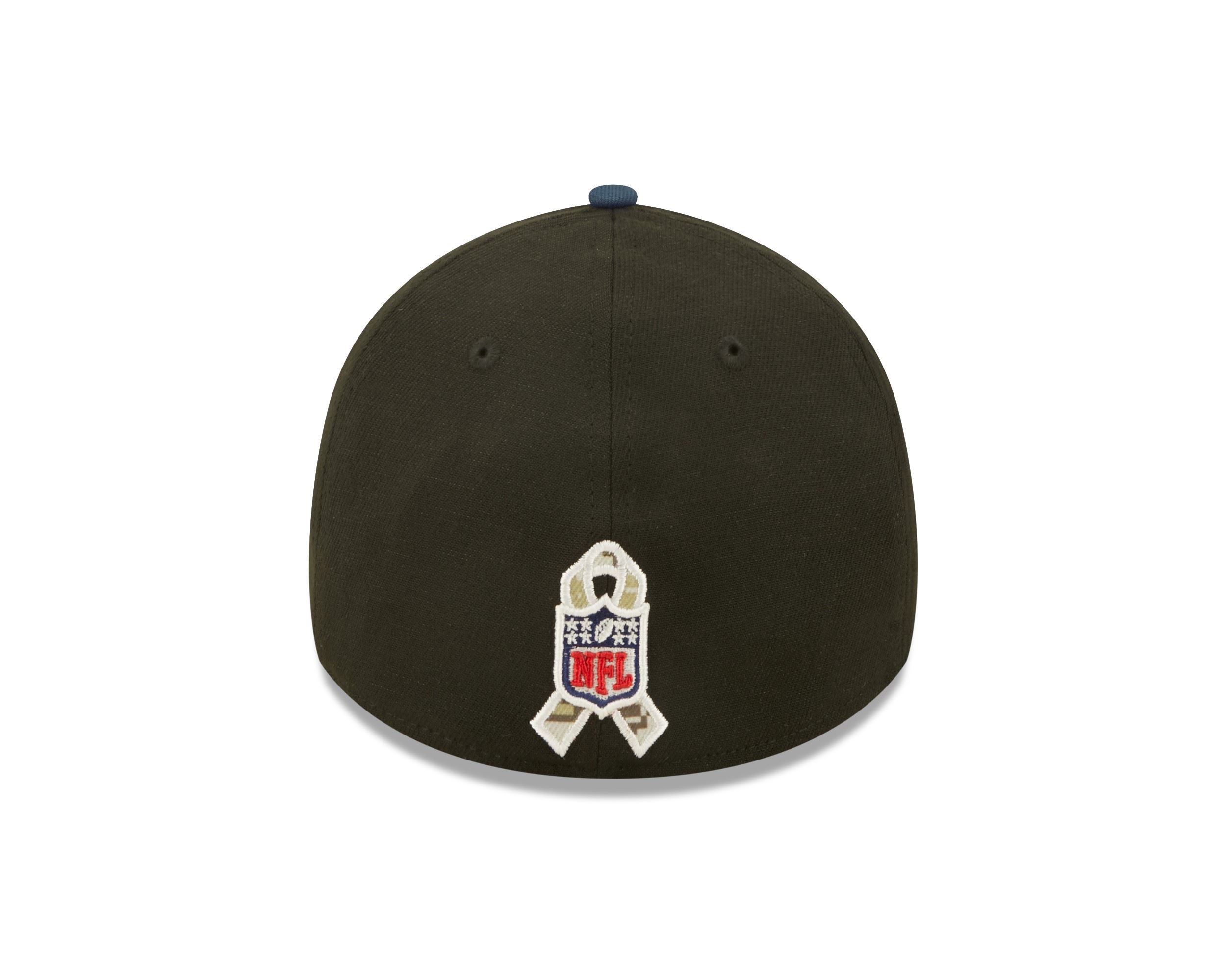 New England Patriots NFL Salute to Service 2022 Black Blue 39Thirty Stretch Cap New Era