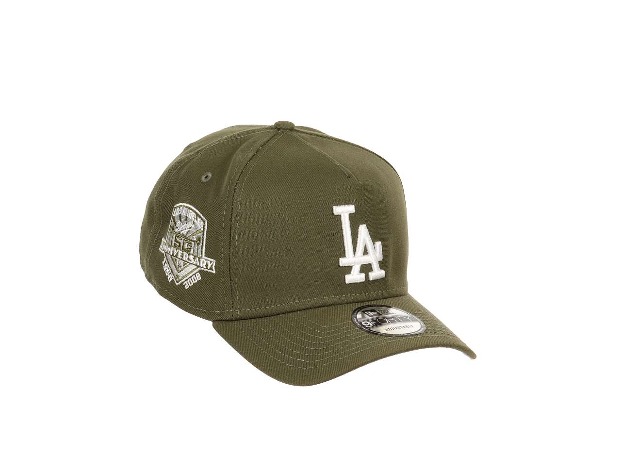 Los Angeles Dodgers MLB  50th Anniversary Sidepatch Cooperstown New Olive Forty A-Frame Snapback Cap New Era