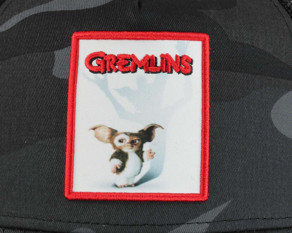 Gremlins Patch + Pin Camo-Black A-Frame Adjustable Trucker Cap New Era