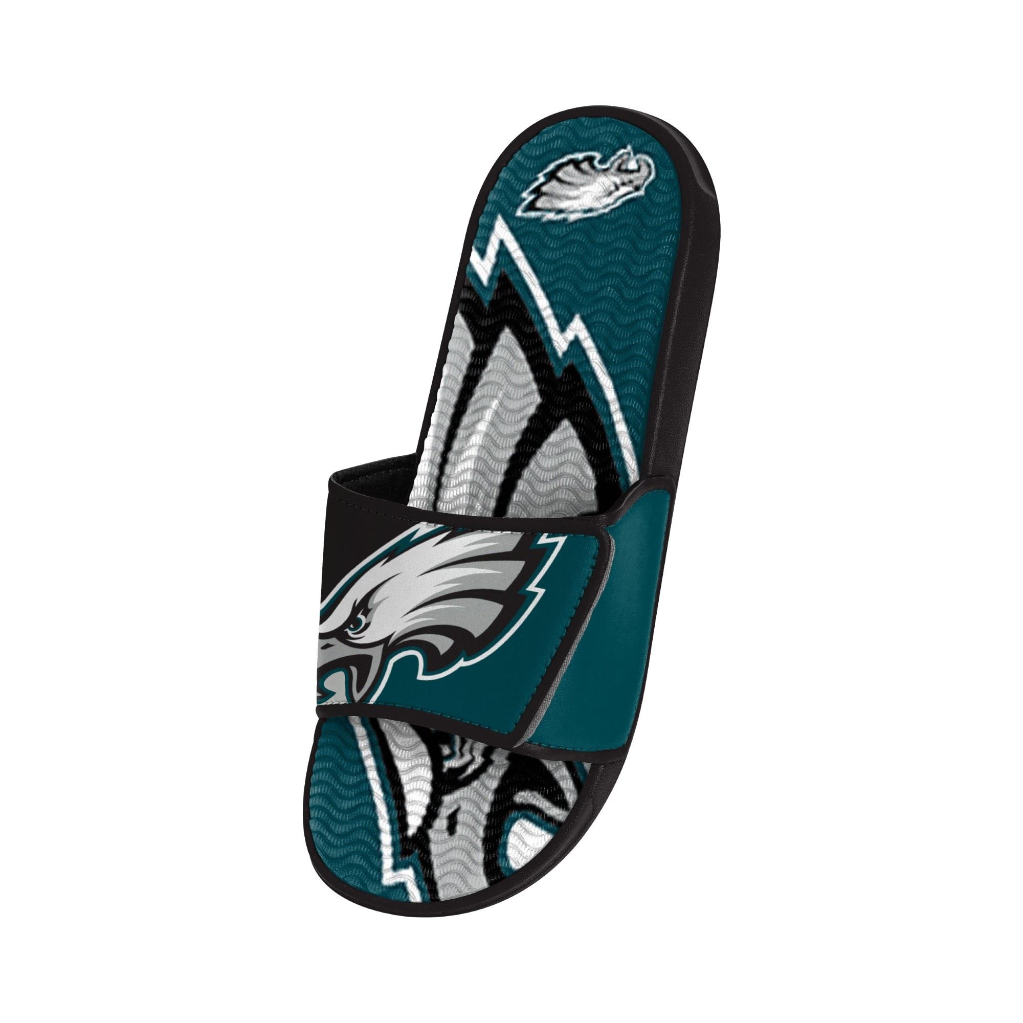 Philadelphia Eagles NFL Colorblock Big Logo Gel Slide Black Green Badelatschen Hausschuhe Foco 