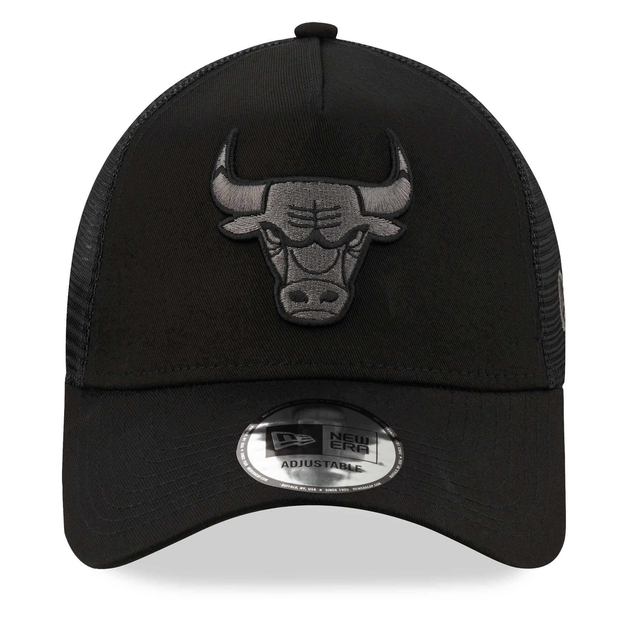 Chicago Bulls NBA BOB Team Logo Black A-Frame Adjustable Trucker Cap New Era