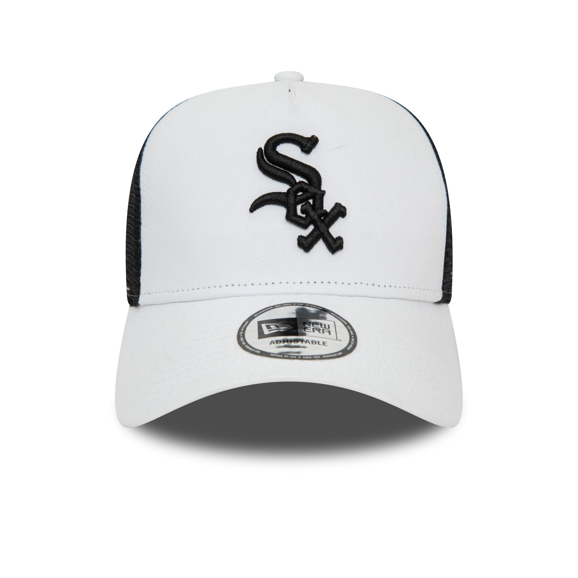Chicago White Sox MLB League Essential White Black A-Frame Adjustable Trucker Cap New Era