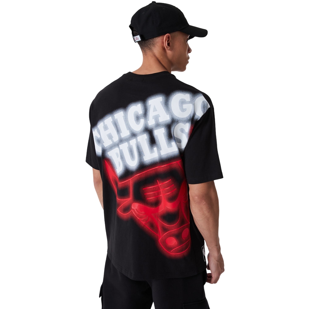 Chicago Bulls NBA Black White Oversized BP Neon T- Shirt New Era