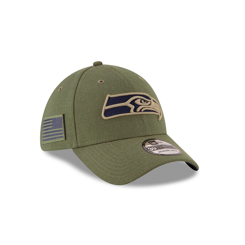 Seattle Seahawks NFL On Field 2018 Salute to Service 39Thirty Stretch Cap New Era