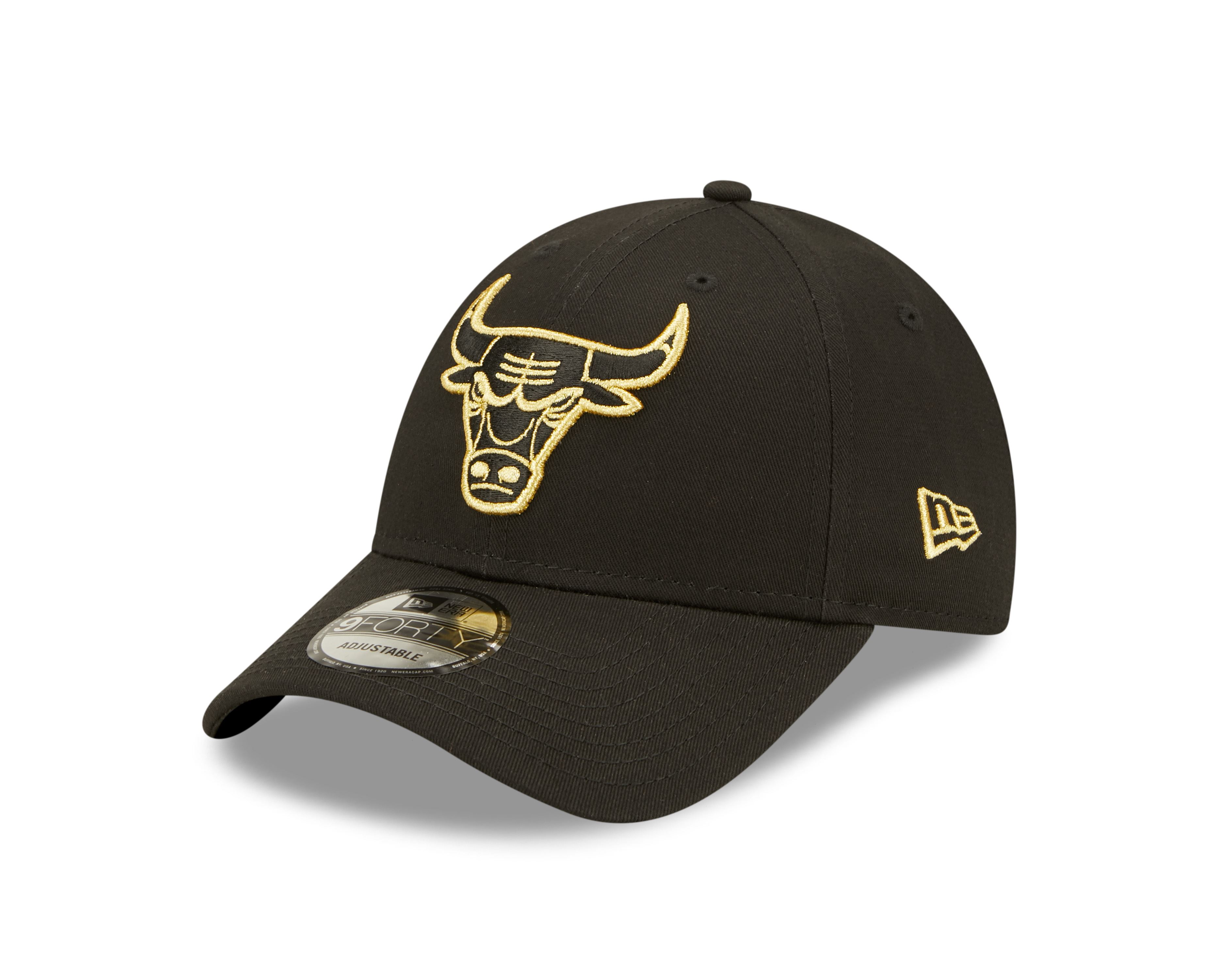 Chicago Bulls Metallic Logo Black 9Forty Adjustable Cap New Era