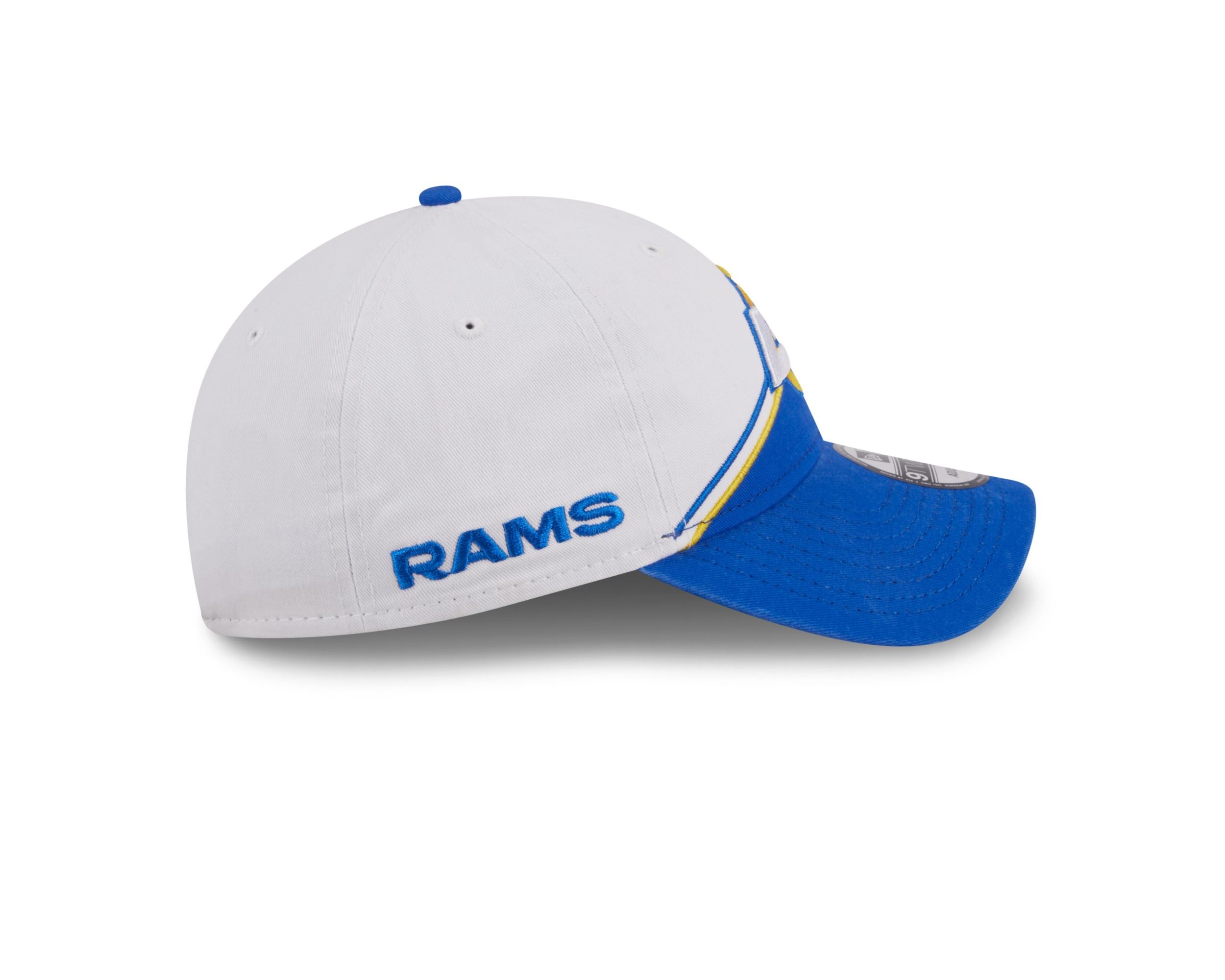 Los Angeles Rams NFL 2023 Sideline White Blue 9Twenty Unstructured Strapback Cap New Era