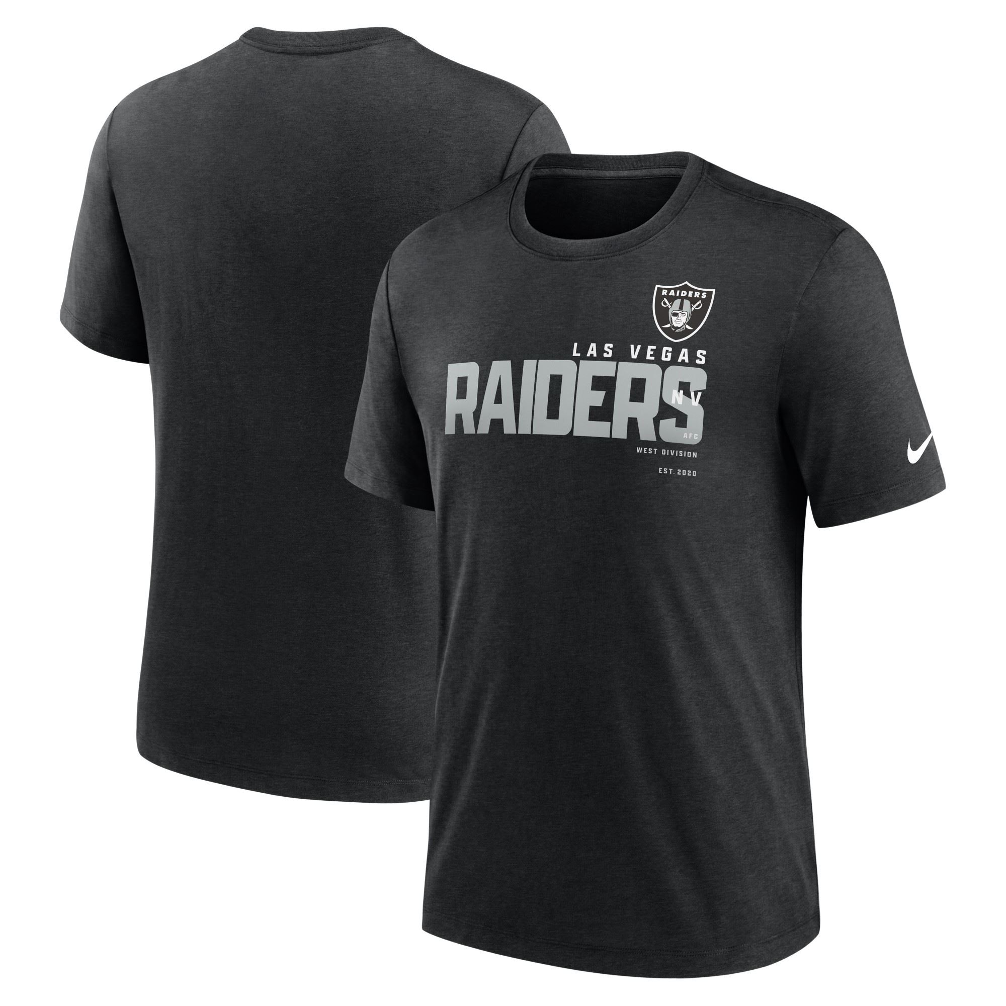 Las Vegas Raiders NFL Triblend Team Name Black Heather T-Shirt Nike