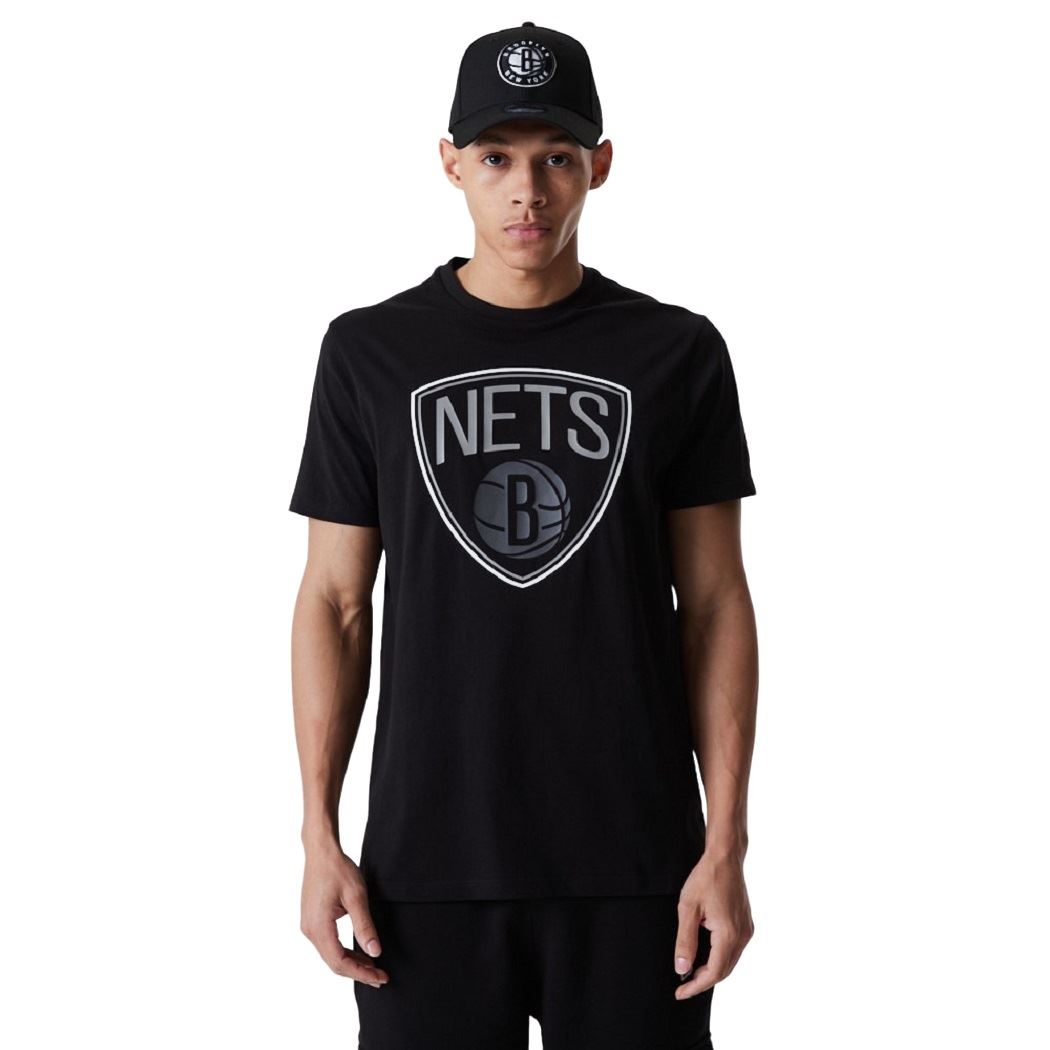 Brooklyn Nets NBA Outline Logo Tee Black T-Shirt New Era