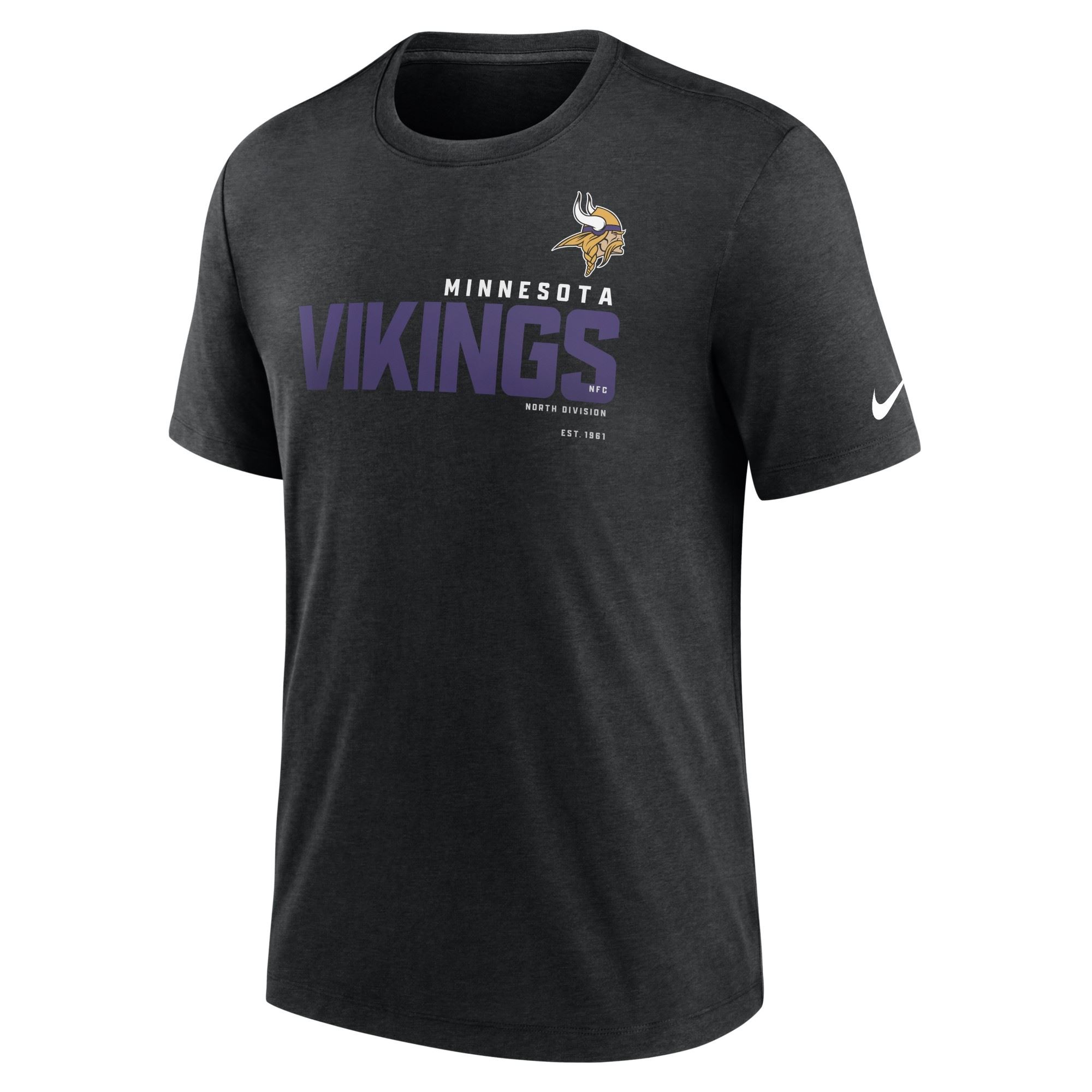 Minnesota Vikings NFL Triblend Team Name Black Heather T-Shirt Nike