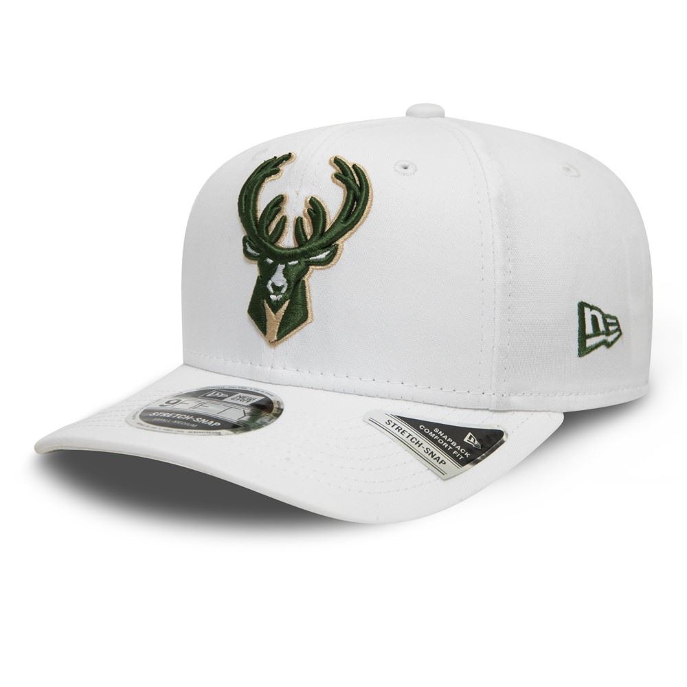Milwaukee Bucks White Base 9Fifty Stretch Snapback Cap New Era