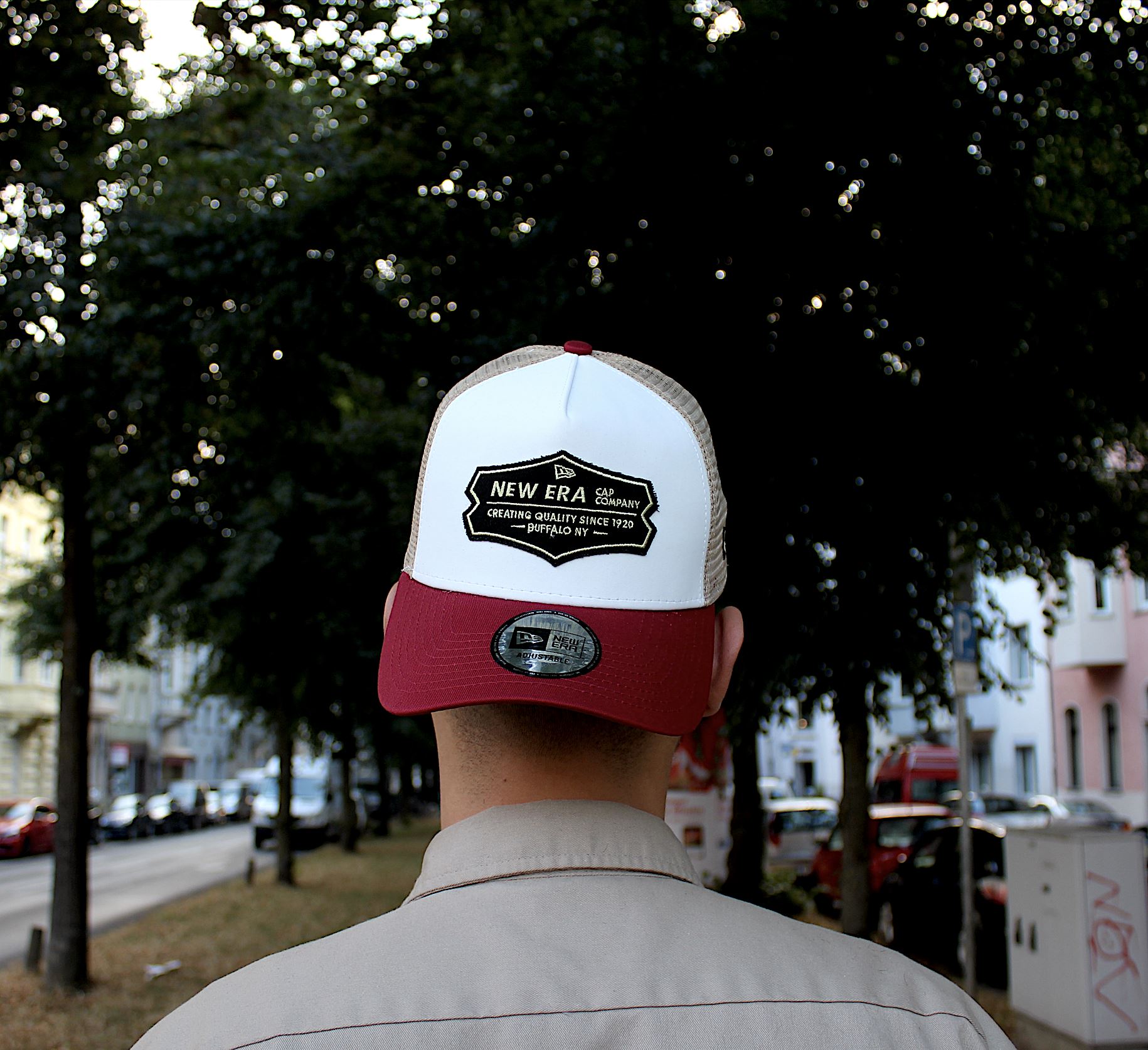 Distressed Patch Red White  A-Frame Trucker Cap New Era