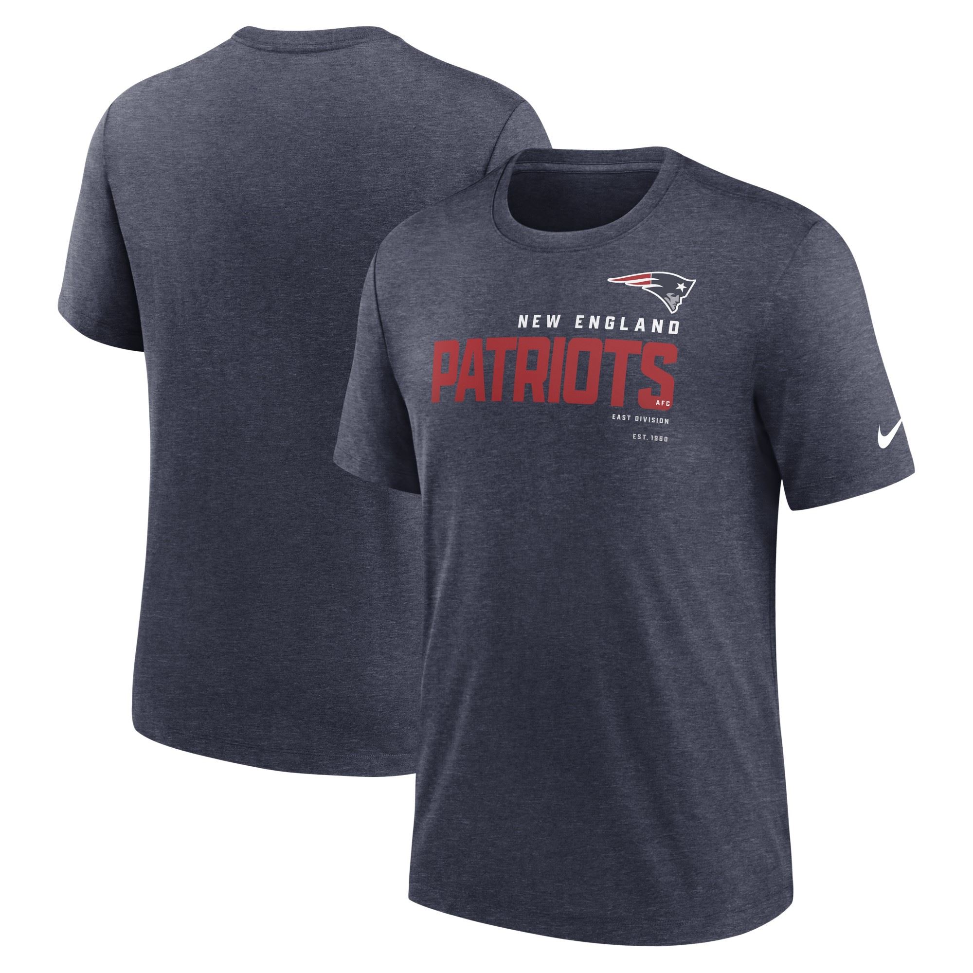 New England Patriots NFL Triblend Team Name Fashion Navy Heather T-Shirt Nike
