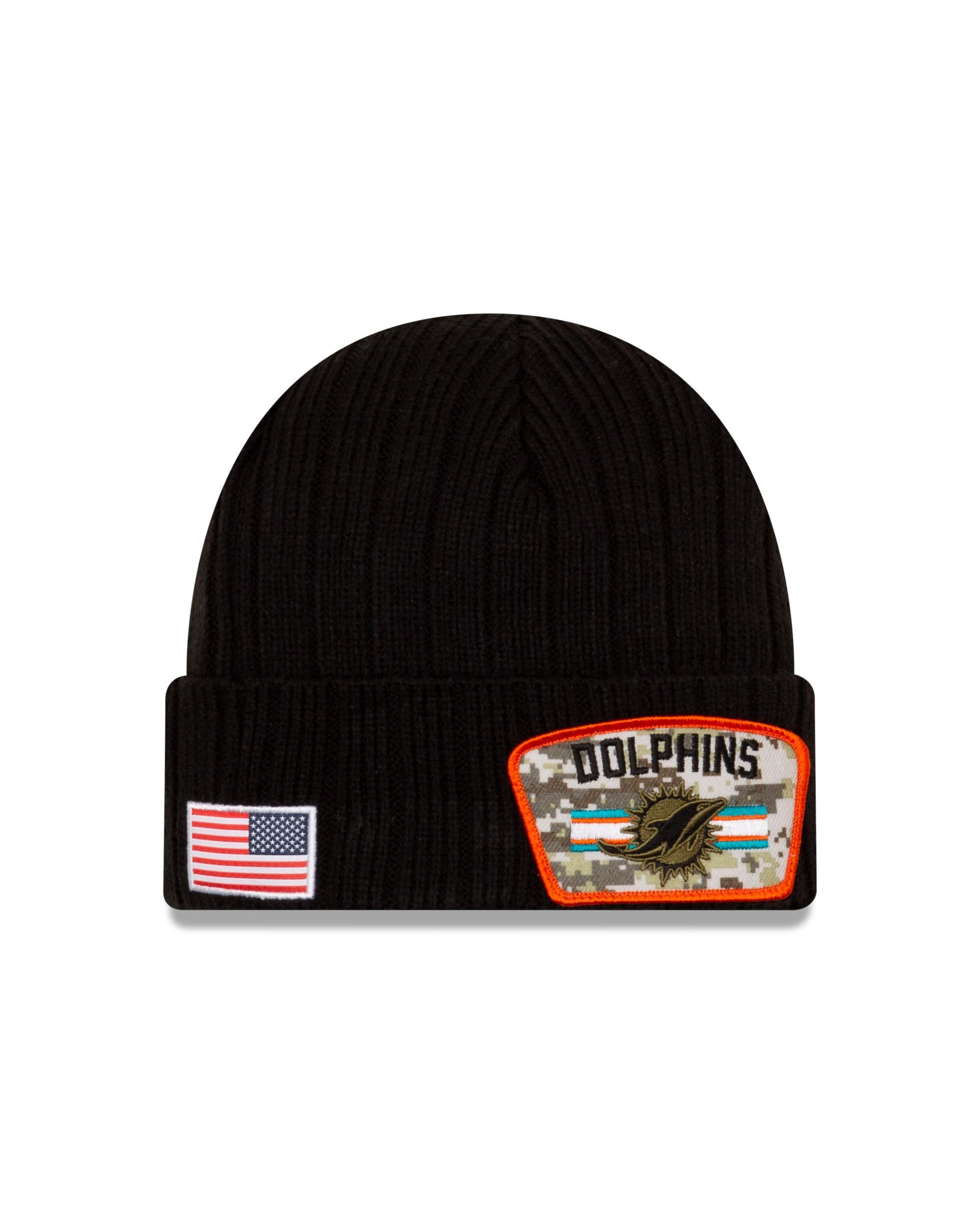 Miami Dolphins NFL On Field 2021 Salute to Service Knit Black Beanie New Era