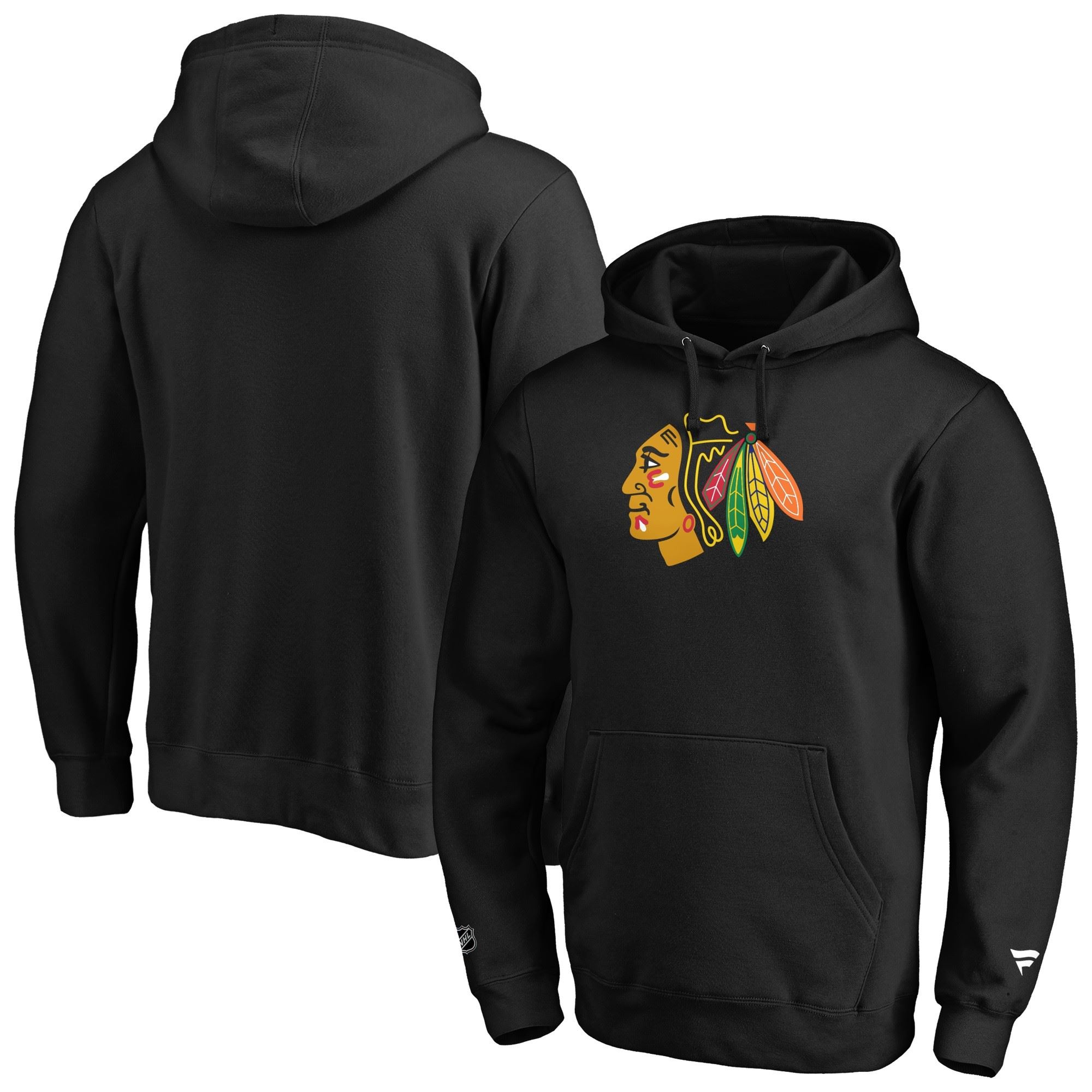 Chicago Blackhawks Black NHL Mid Essentials Crest Graphic Hoody Fanatics