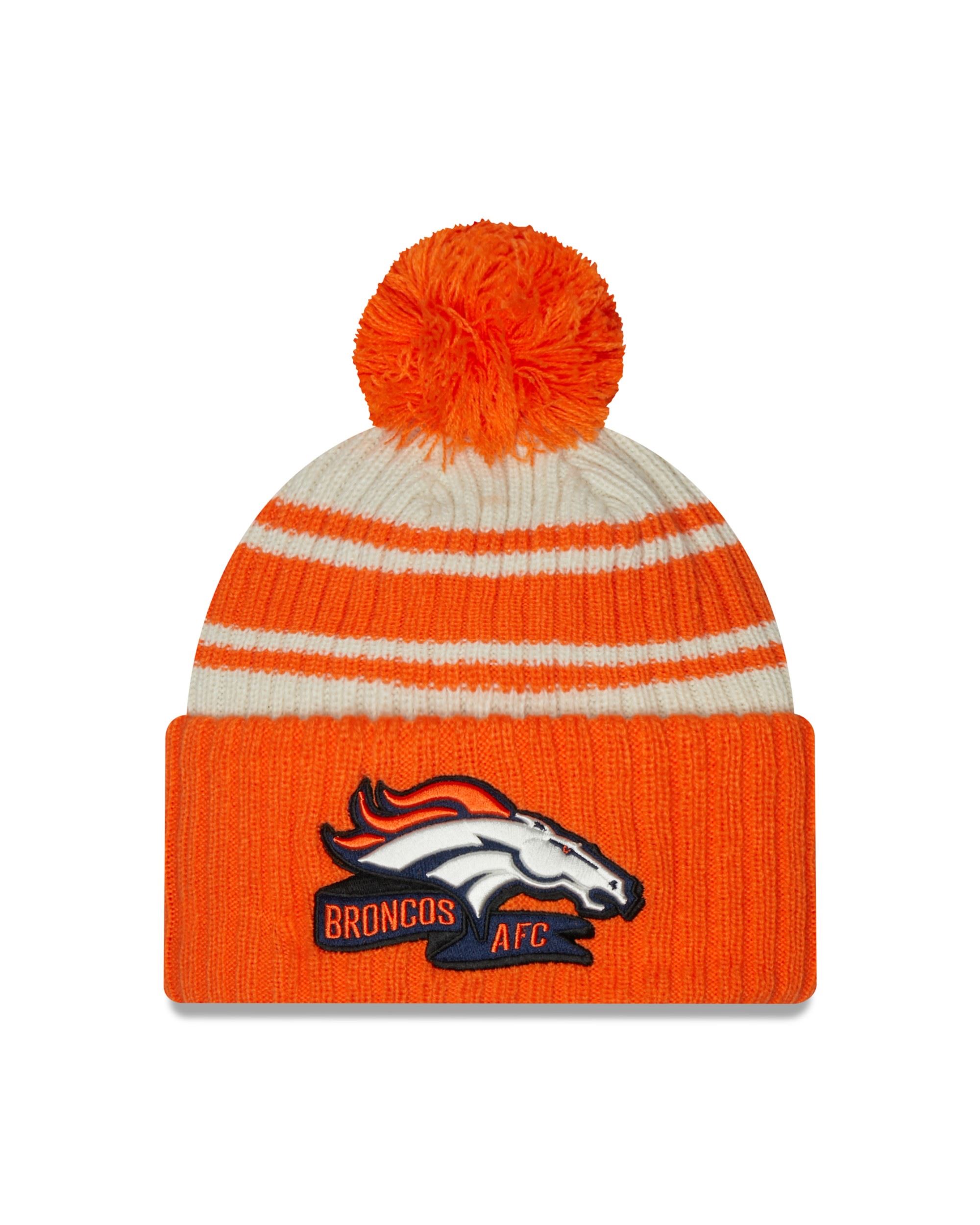 Denver Broncos NFL 2022 Sideline Sport Knit Chrome White Orange Beanie New Era