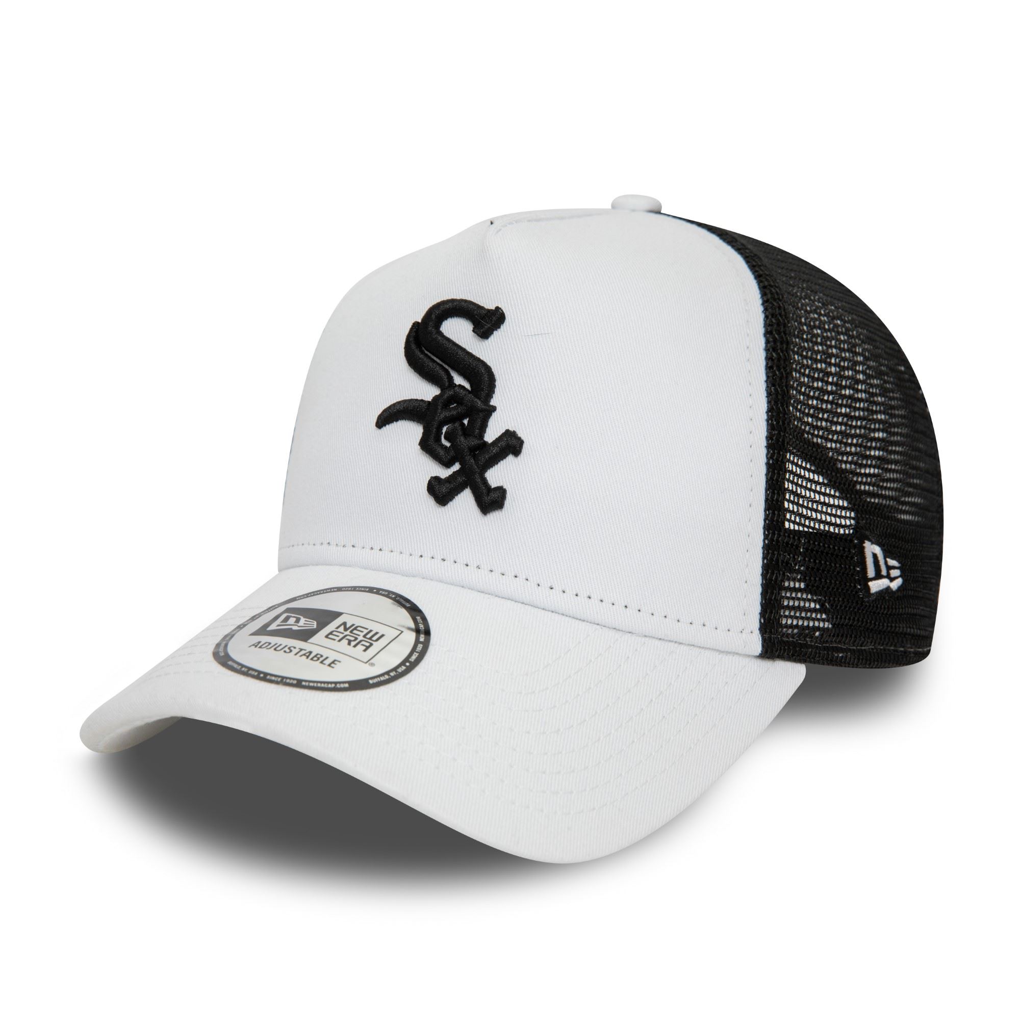 Chicago White Sox MLB League Essential Weiß Schwarz Verstellbare A-Frame Trucker Cap New Era