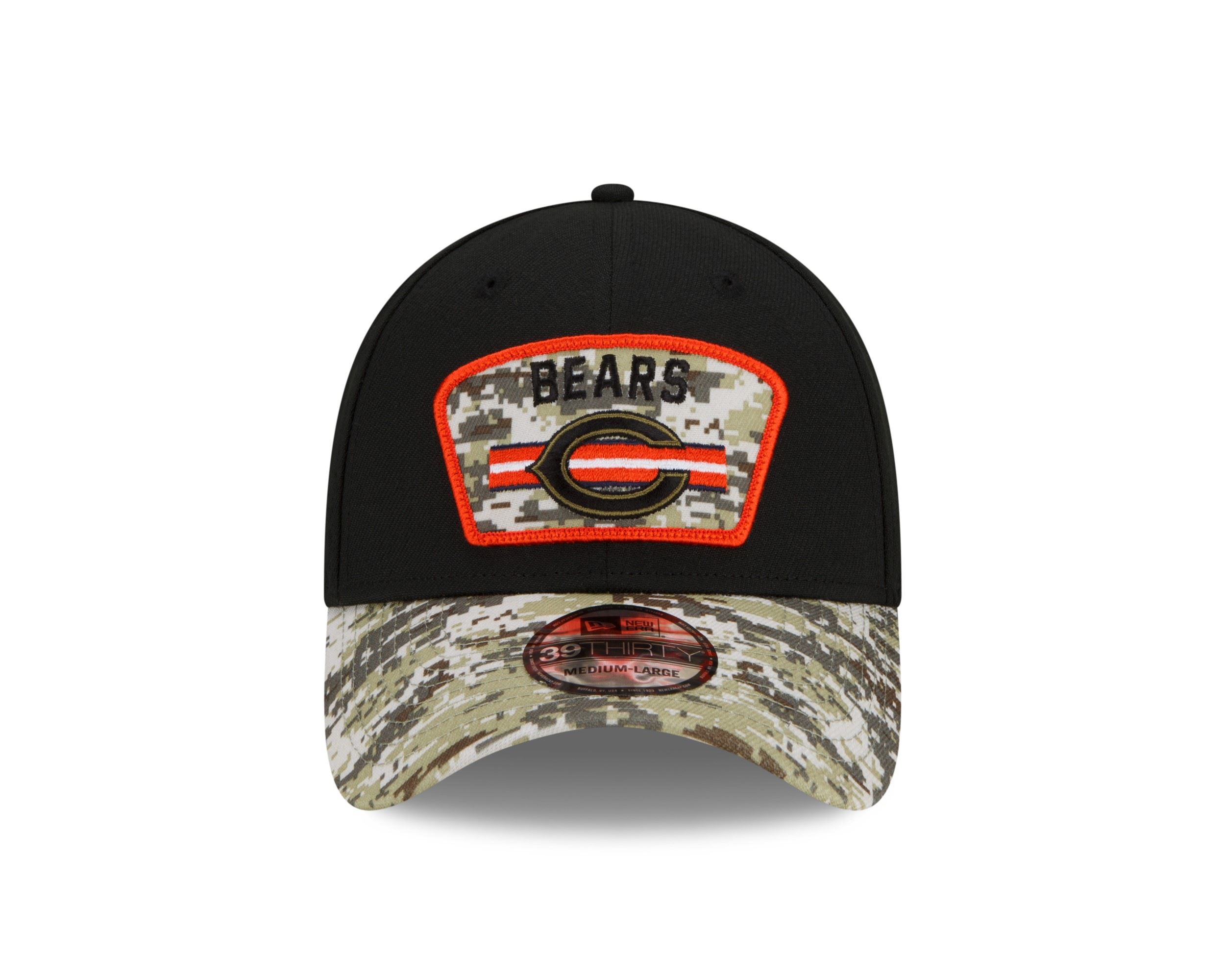 Chicago Bears NFL On Field 2021 Salute to Service Black 39Thirty Stretch Cap New Era