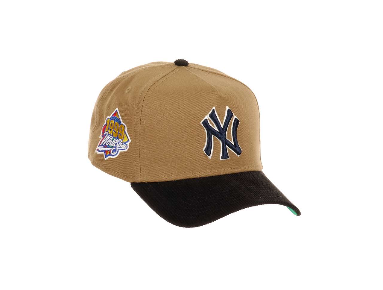 New York Yankees MLB World Series 1999 Sidepatch Khaki Black Cord 9Forty A-Frame Snapback Cap New Era