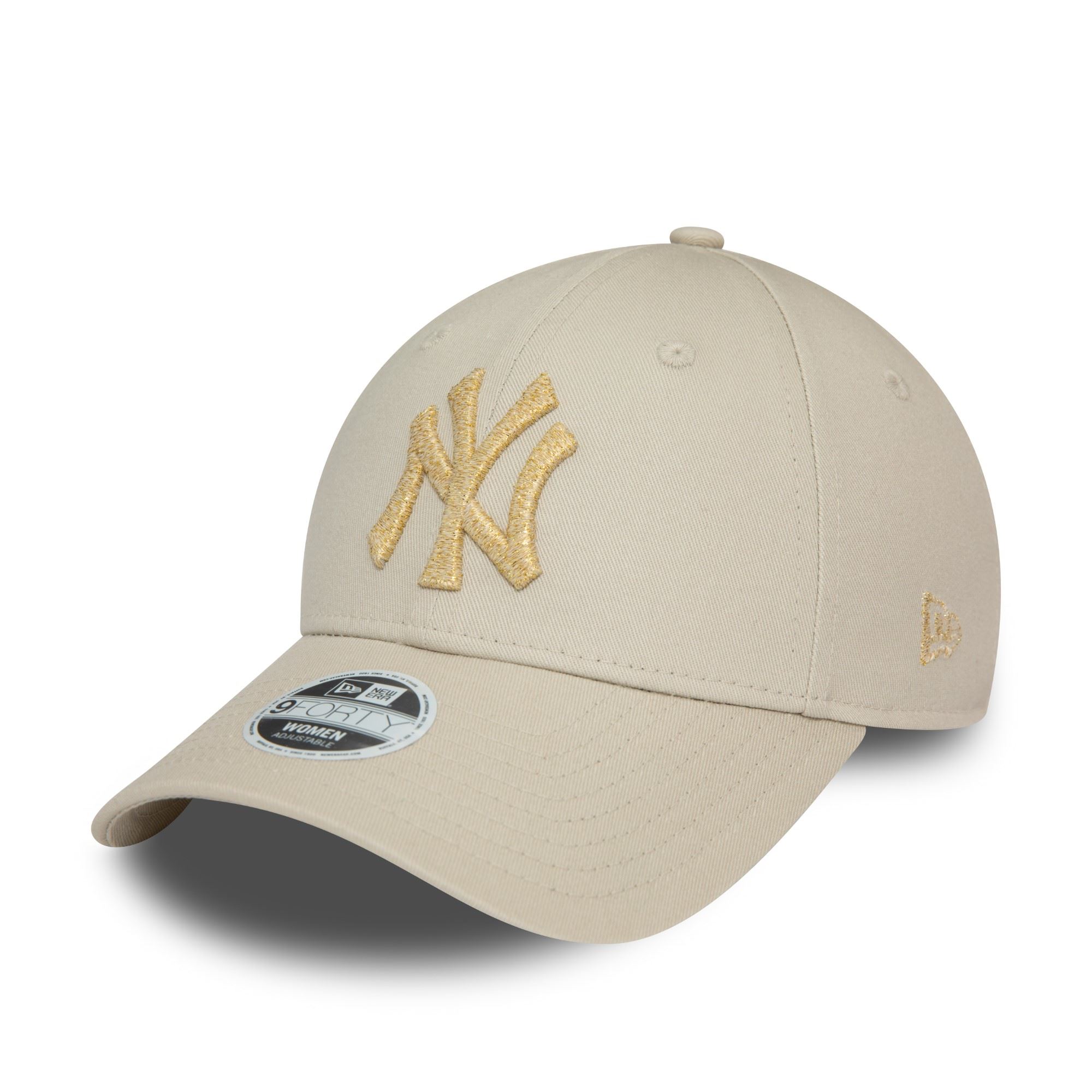 New York Yankees MLB Metallic Logo Beige 9Forty Adjustable Women Cap New Era