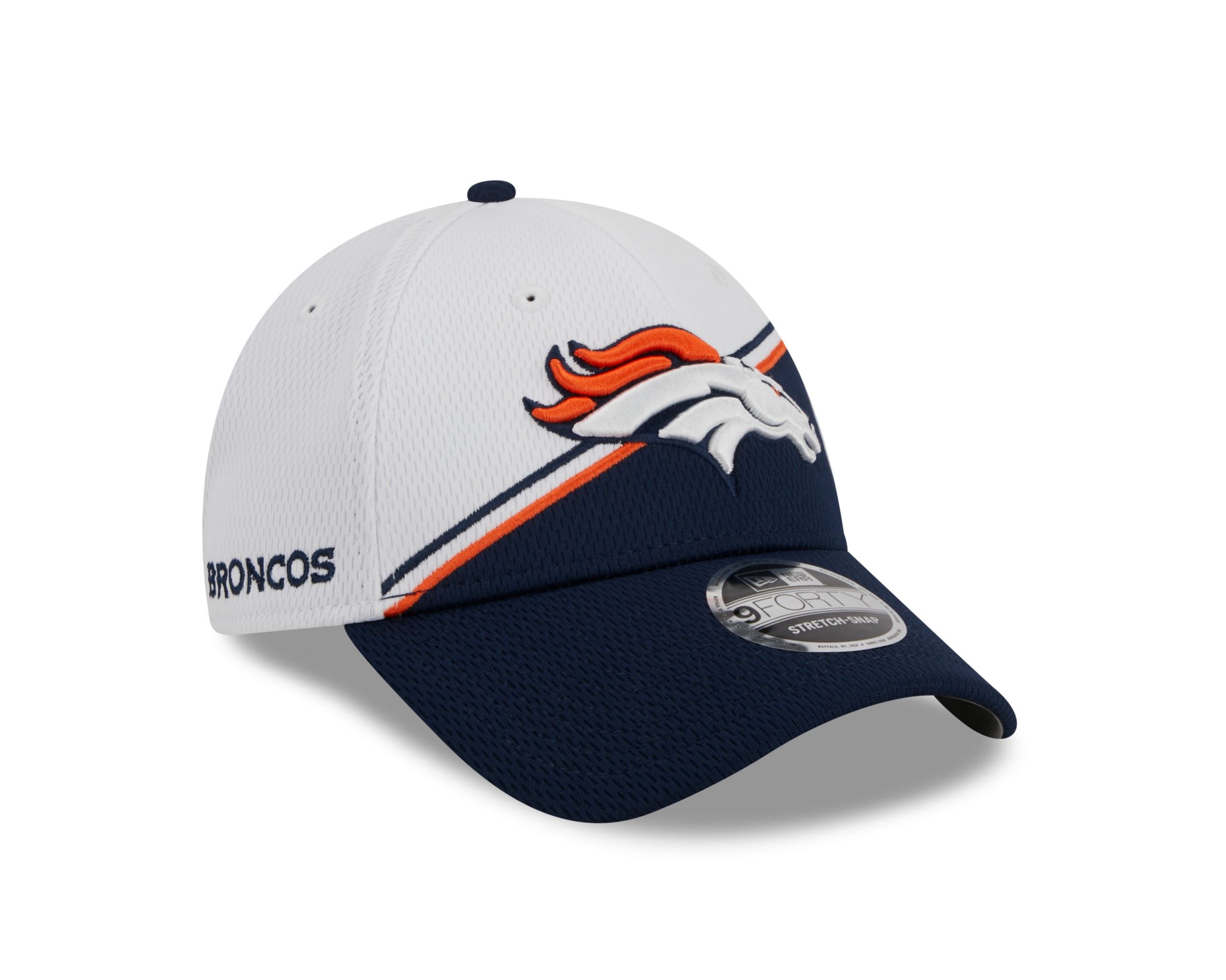 Denver Broncos NFL 2023 Sideline White Blue 9Forty Stretch Snapback Cap New Era