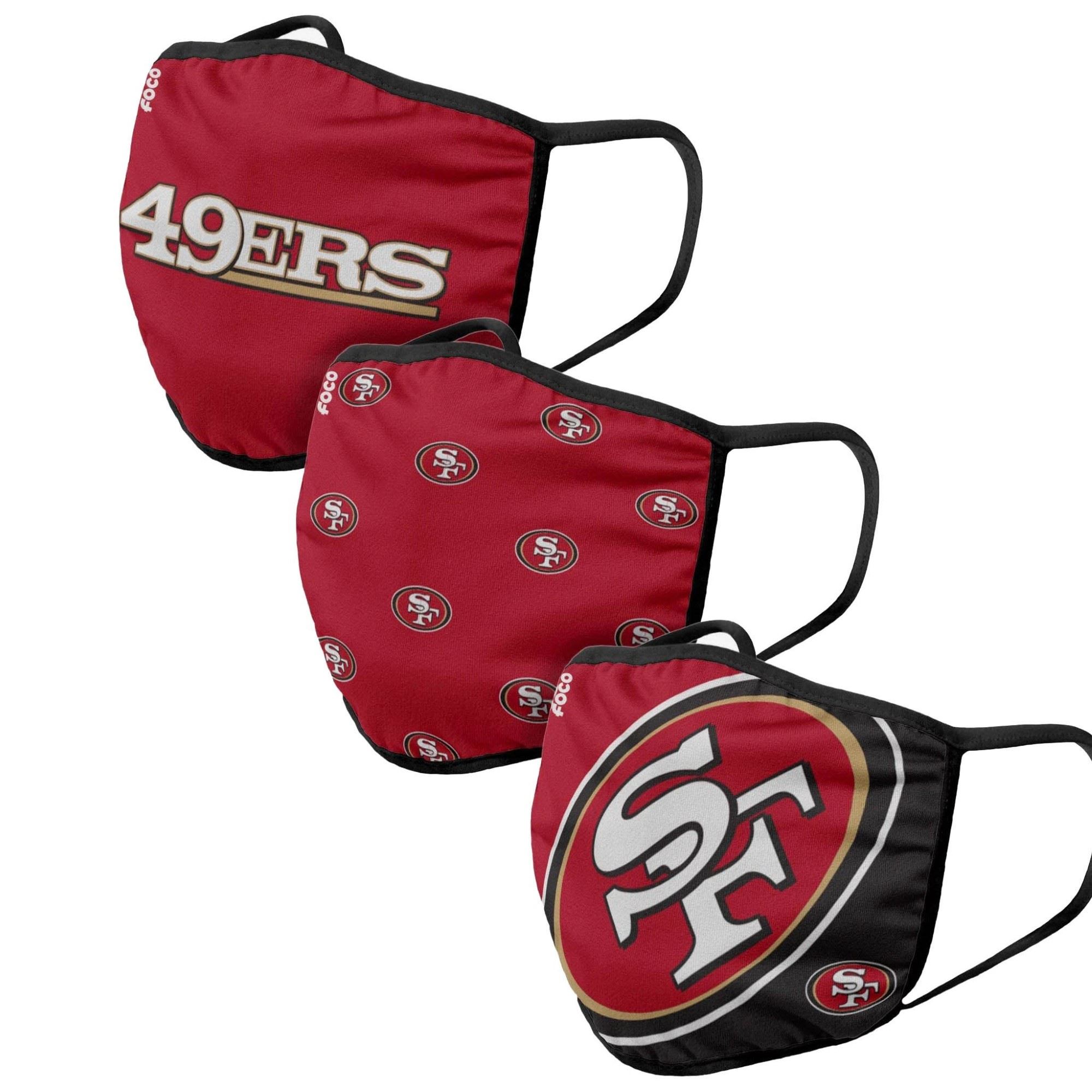 San Francisco 49ers NFL Face Covering 3Pack Face Mask Forever Collectibles