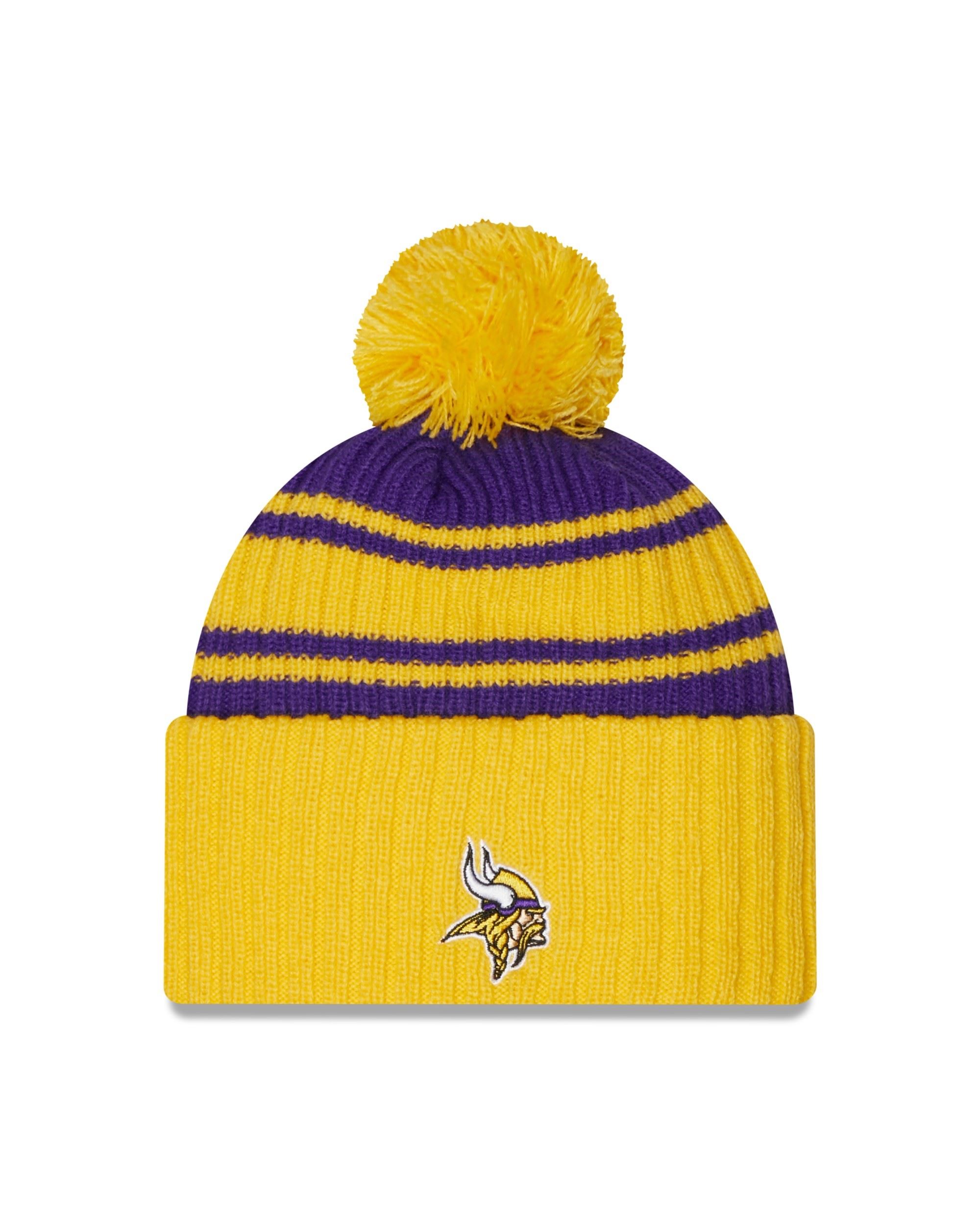 Minnesota Vikings NFL 2022 Sideline Sport Knit Yellow Purple Kids Beanie New Era