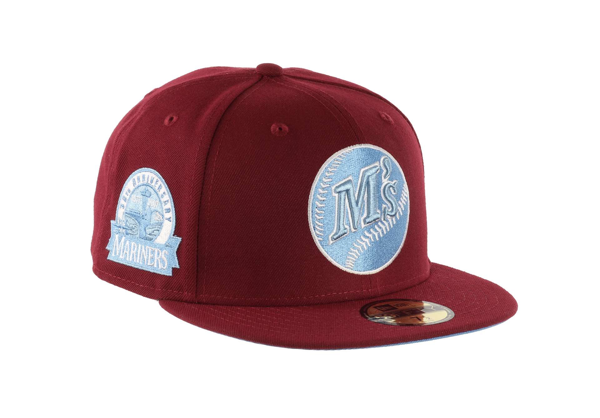 Seattle Mariners MLB Cooperstown 30th Anniversary Sidepatch Maroon Blue 59Fifty Basecap New Era
