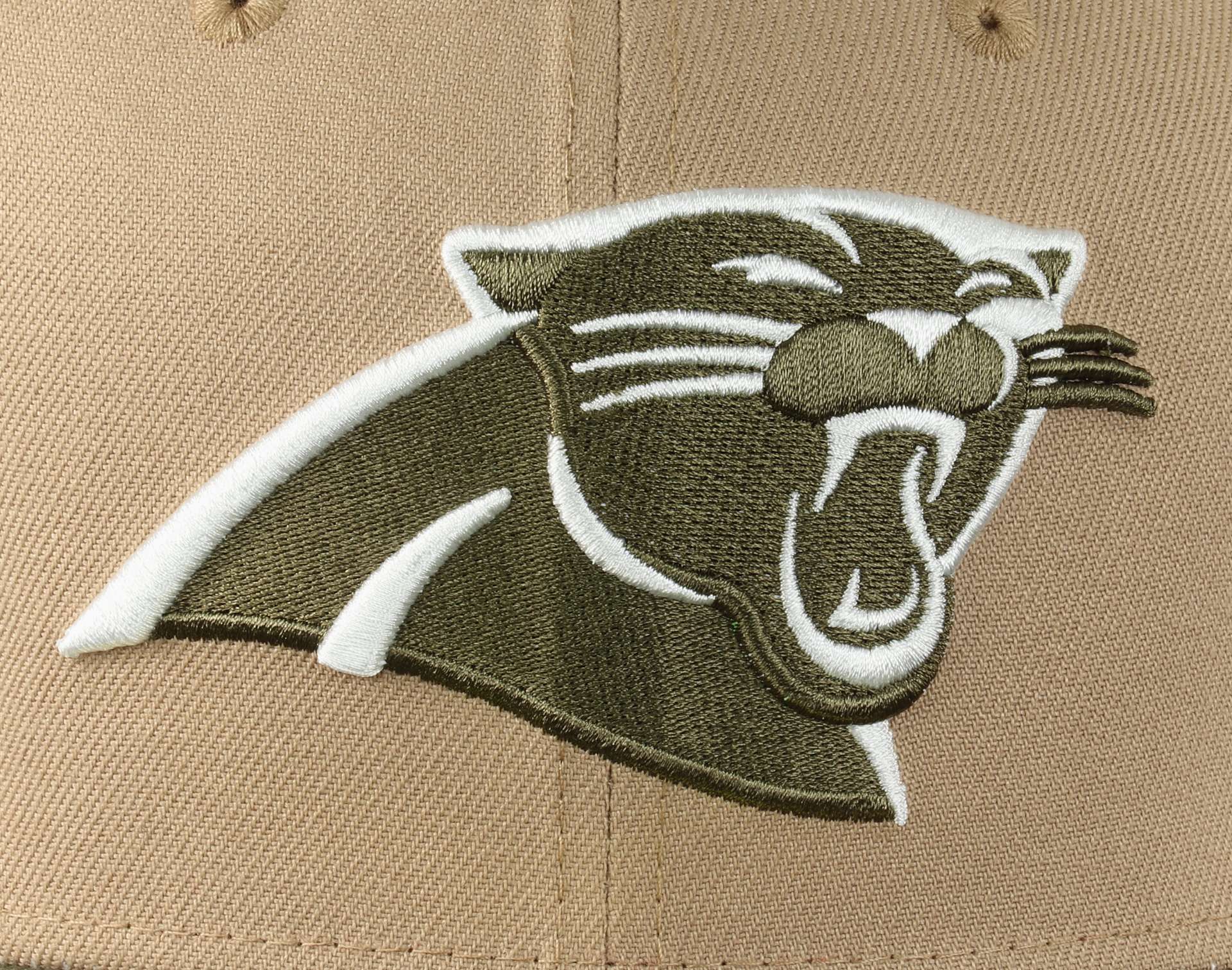 Carolina Panthers NFL 25 Seasons Sidepatch Camel Olive 59Fifty Basecap New Era