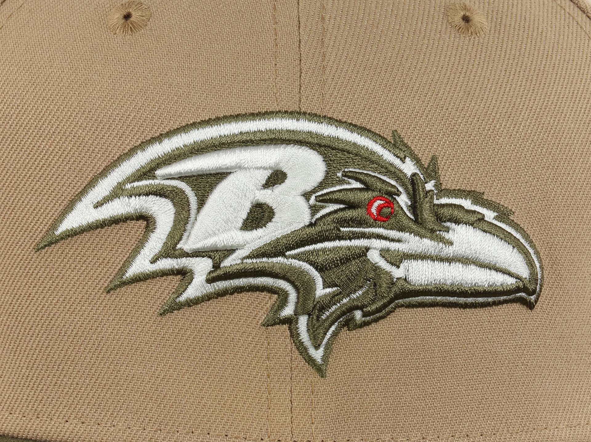 Baltimore Ravens NFL 10th Anniversary Sidepatch Camel Olive 59Fifty Basecap New Era