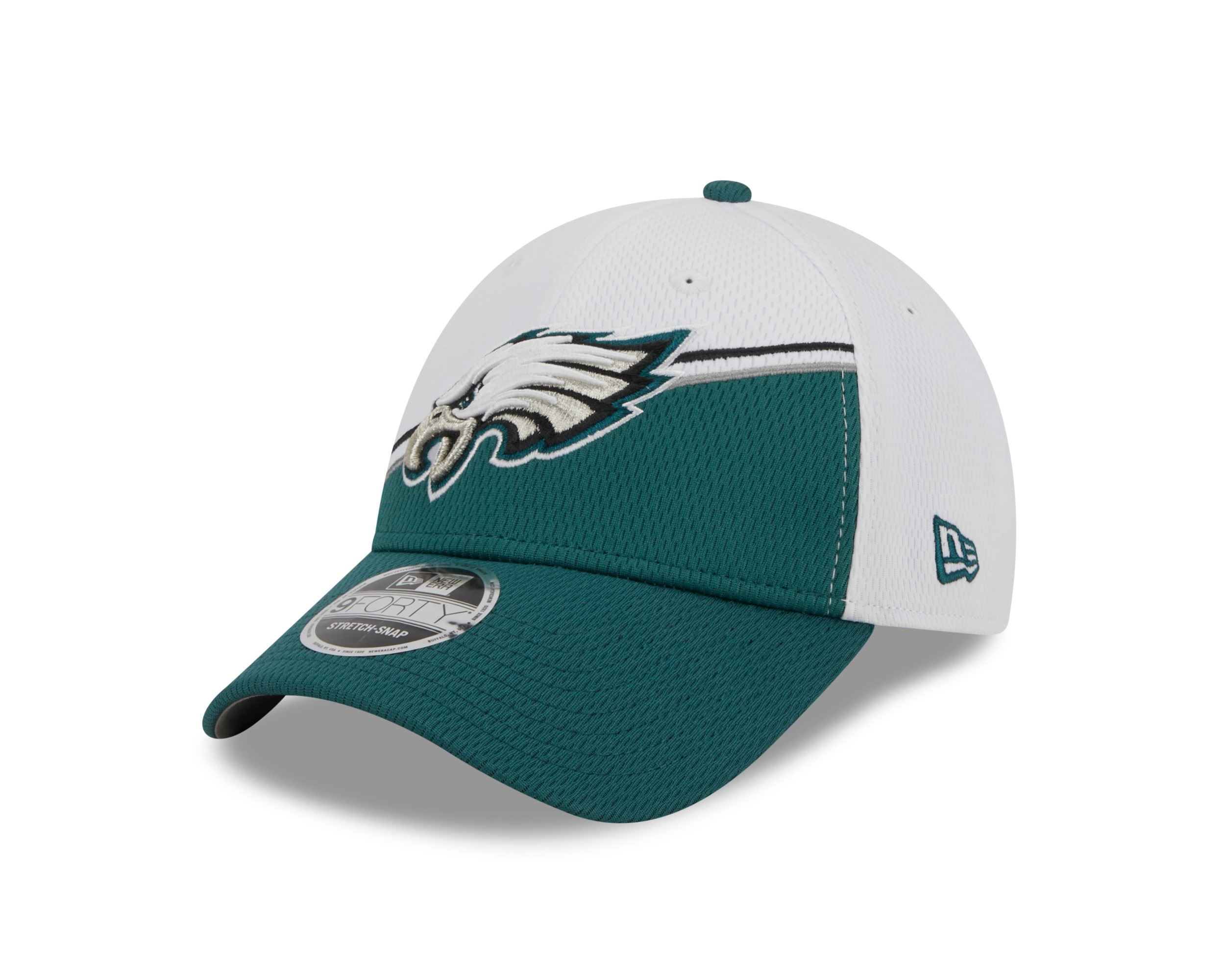 Philadelphia Eagles NFL 2023 Sideline White Green 9Forty Stretch Snapback Cap New Era