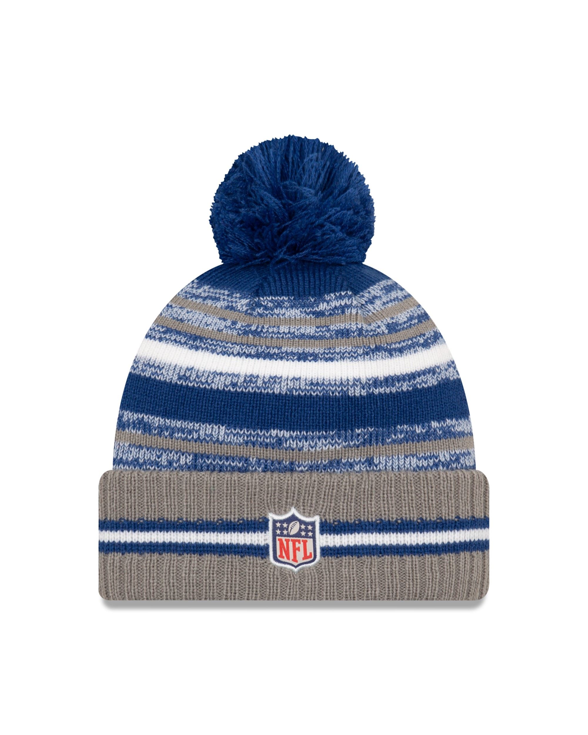 Indianapolis Colts NFL 2021 Sideline Sport Knit Kids Bobble Beanie New Era