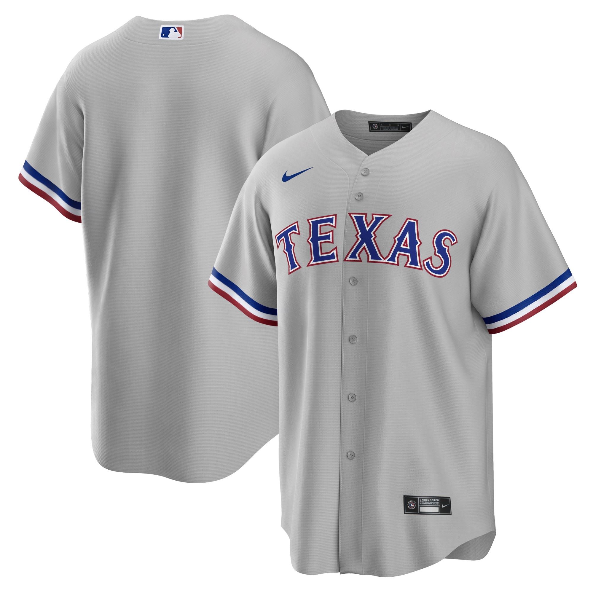 Texas Rangers Gray Official MLB Replica Road Jersey Nike