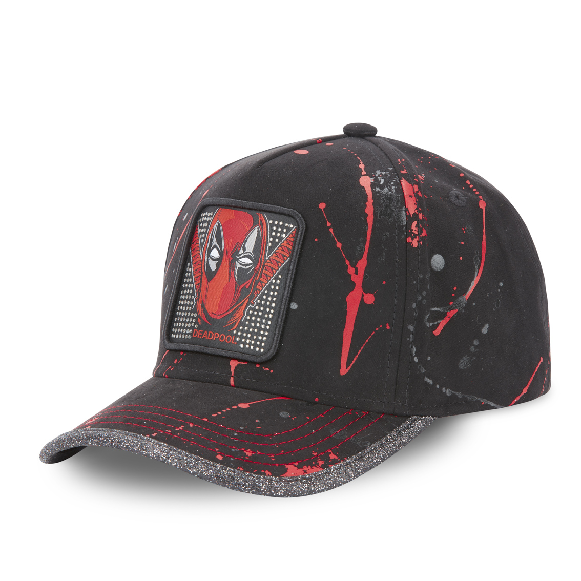 Deadpool Marvel Black  Red Splatter Strapback Cap Capslab