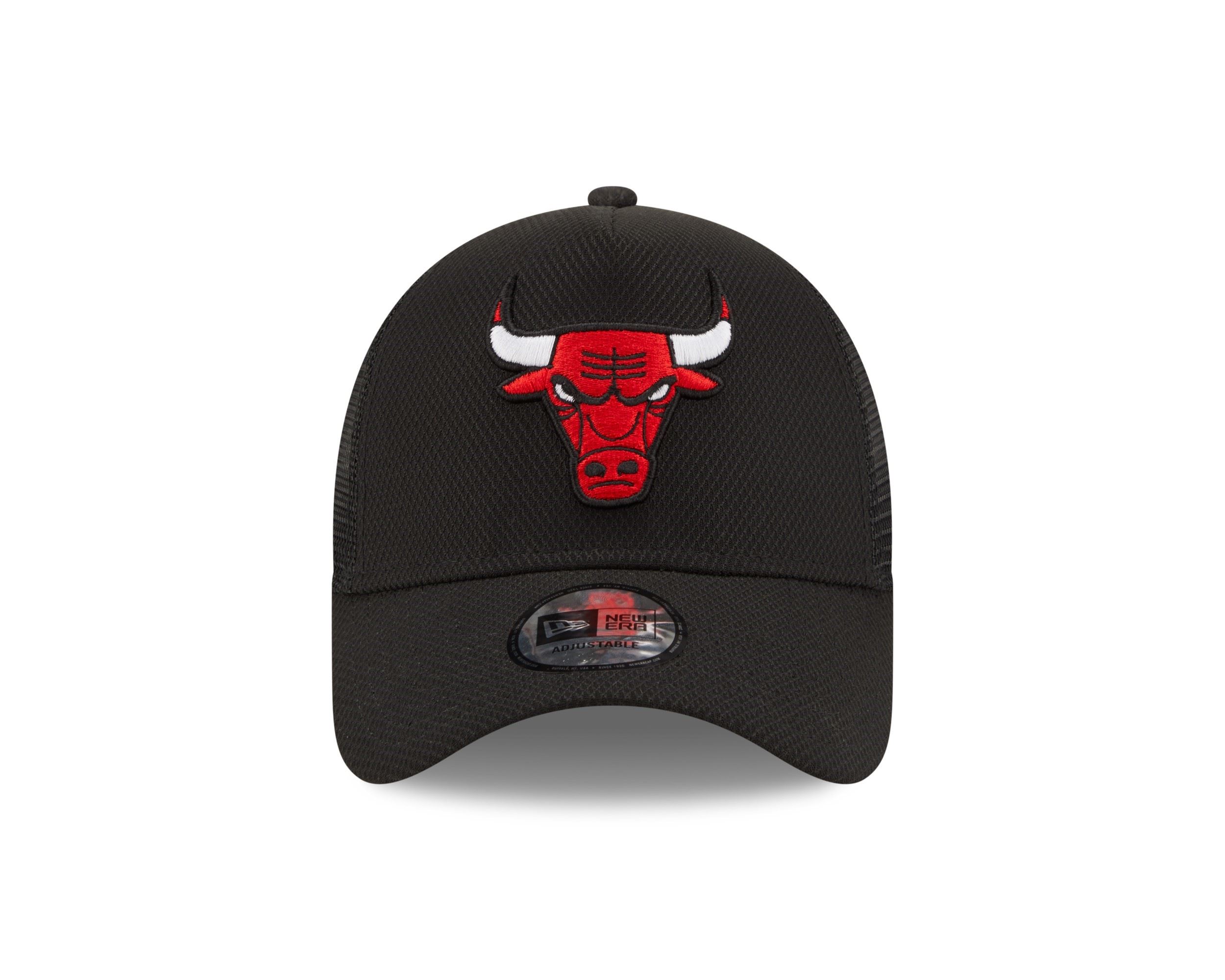 Chicago Bulls Black NBA Black Base A-Frame Adjustable Trucker Cap New Era
