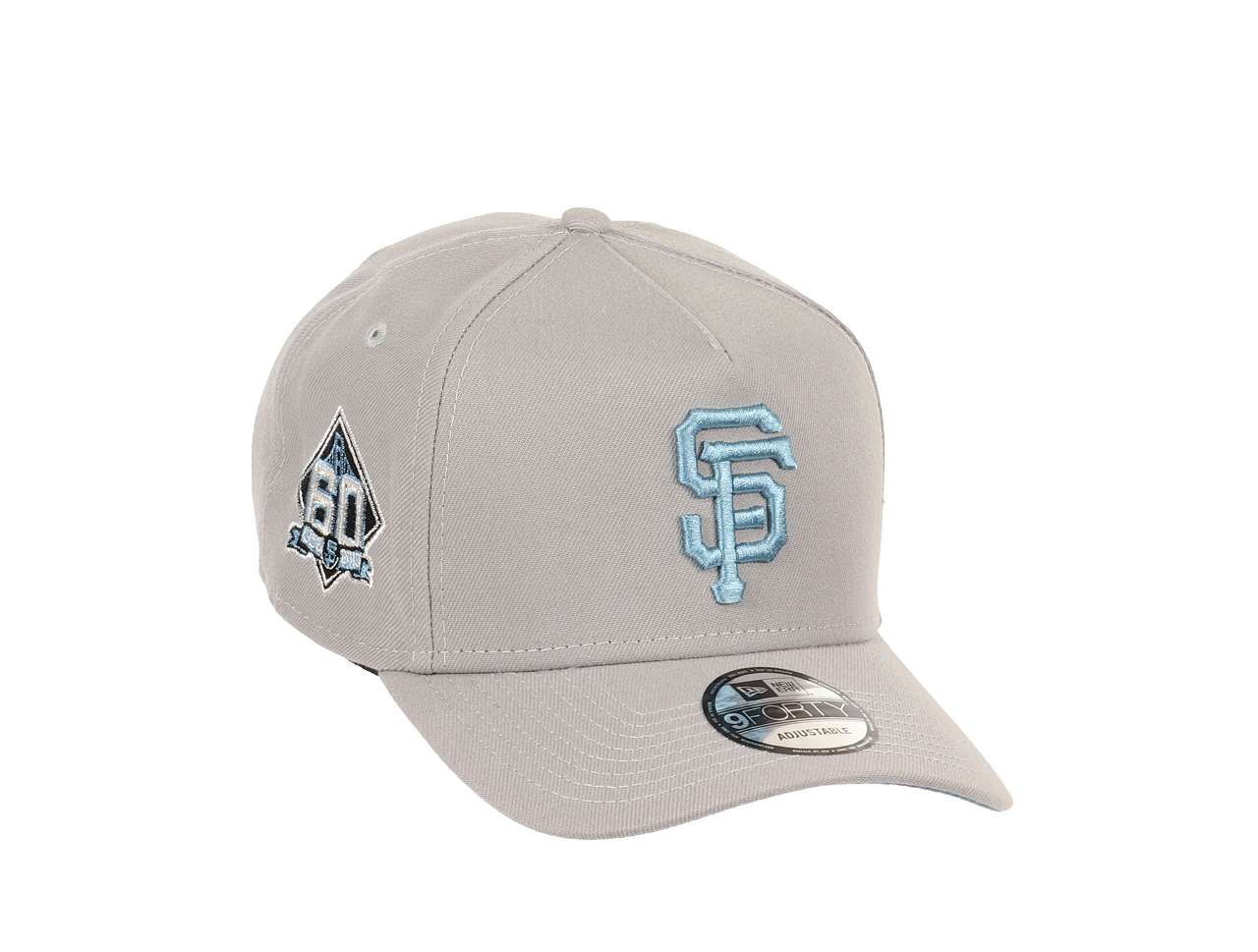 San Francisco Giants MLB  60th Anniversary Sidepatch Cooperstown Gray Sky 9Forty A-Frame Snapback Cap New Era